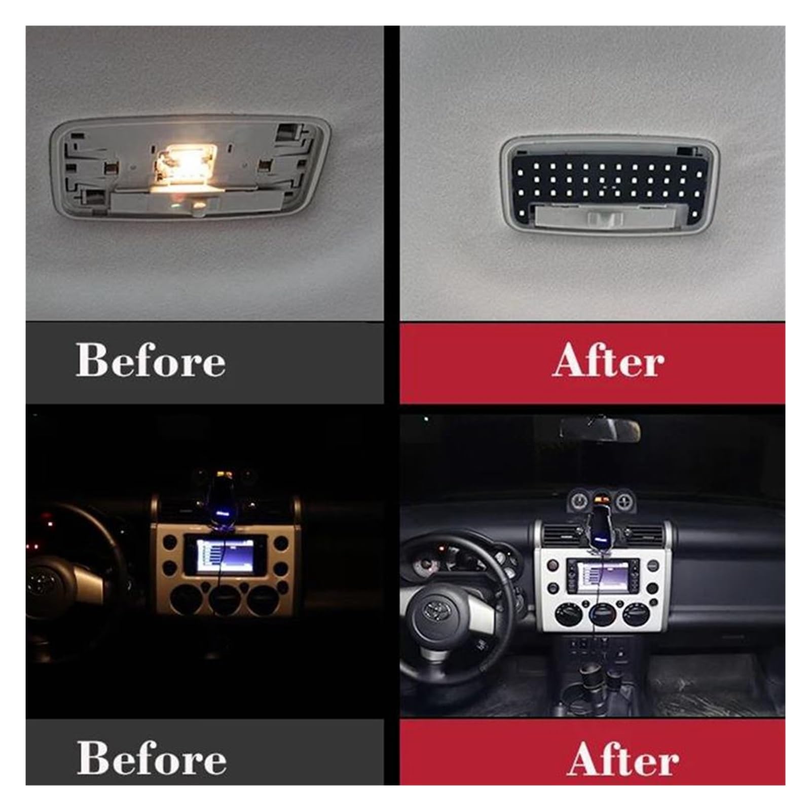 Luz De Techo Kit De Luz Techo Lectura Interior Bombillas LED Lámpara Para Toyota FJ Para Cruiser 2007-2015 4 Uds