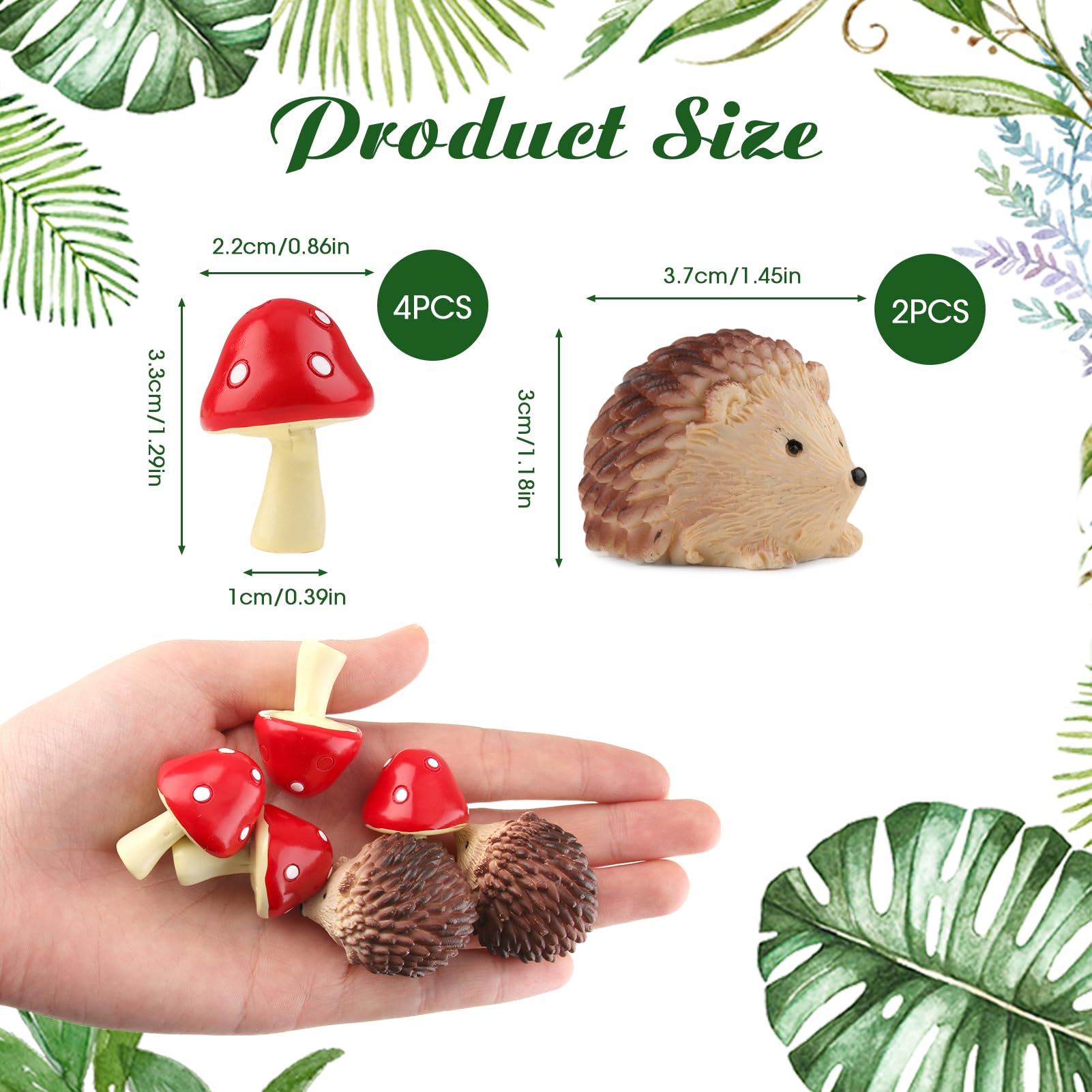 Garden Ornaments Outdoor, Wood Mushroom and Hedgehog Garden Ornaments Outdoor, Fairy Garden Ornaments - Image 2