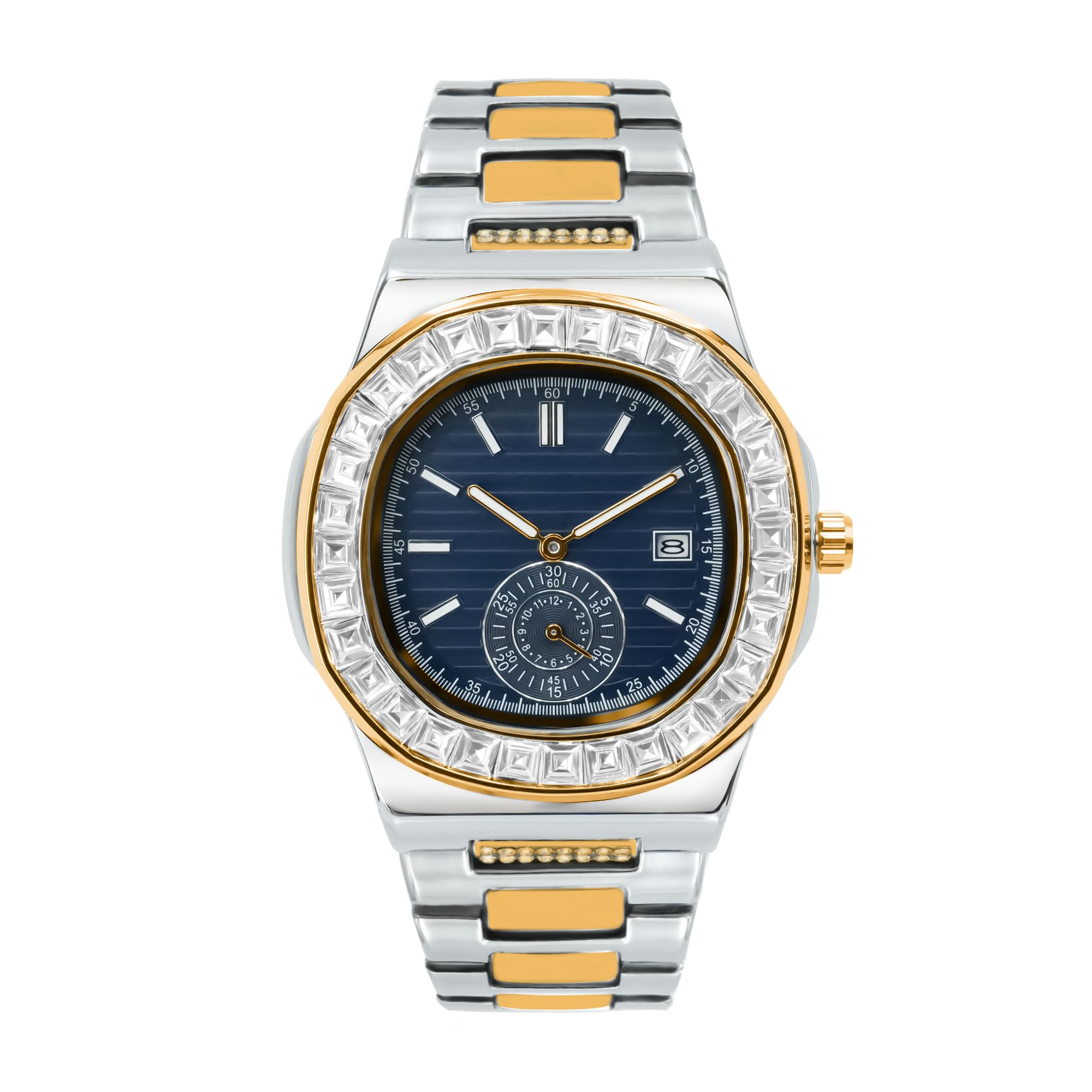 BARAMONWrist Watches for Men, Nautilus Stainless Steel Quartz Movement Date Luxury Style Men's Luminous Hands Casual Business Watches