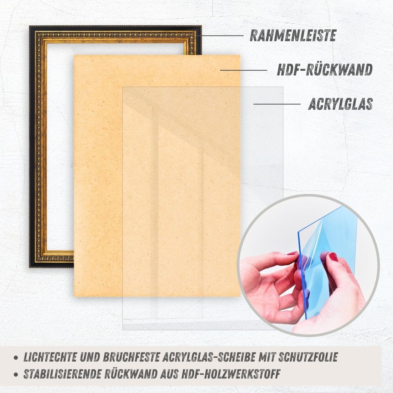 N°79 Barock Bilderrahmen 20x20 cm Bildmaß, Schwarz Gold