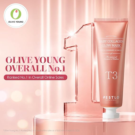 PESTLO Baby Collagen Glow Mask 2.36 fl.oz - Korean Peel Off Facial Mask Infused with Reallagen/T3 Vegan Collagen, Aginon, Volufiline for Hydrating, Firming, Glow, Glass Skin