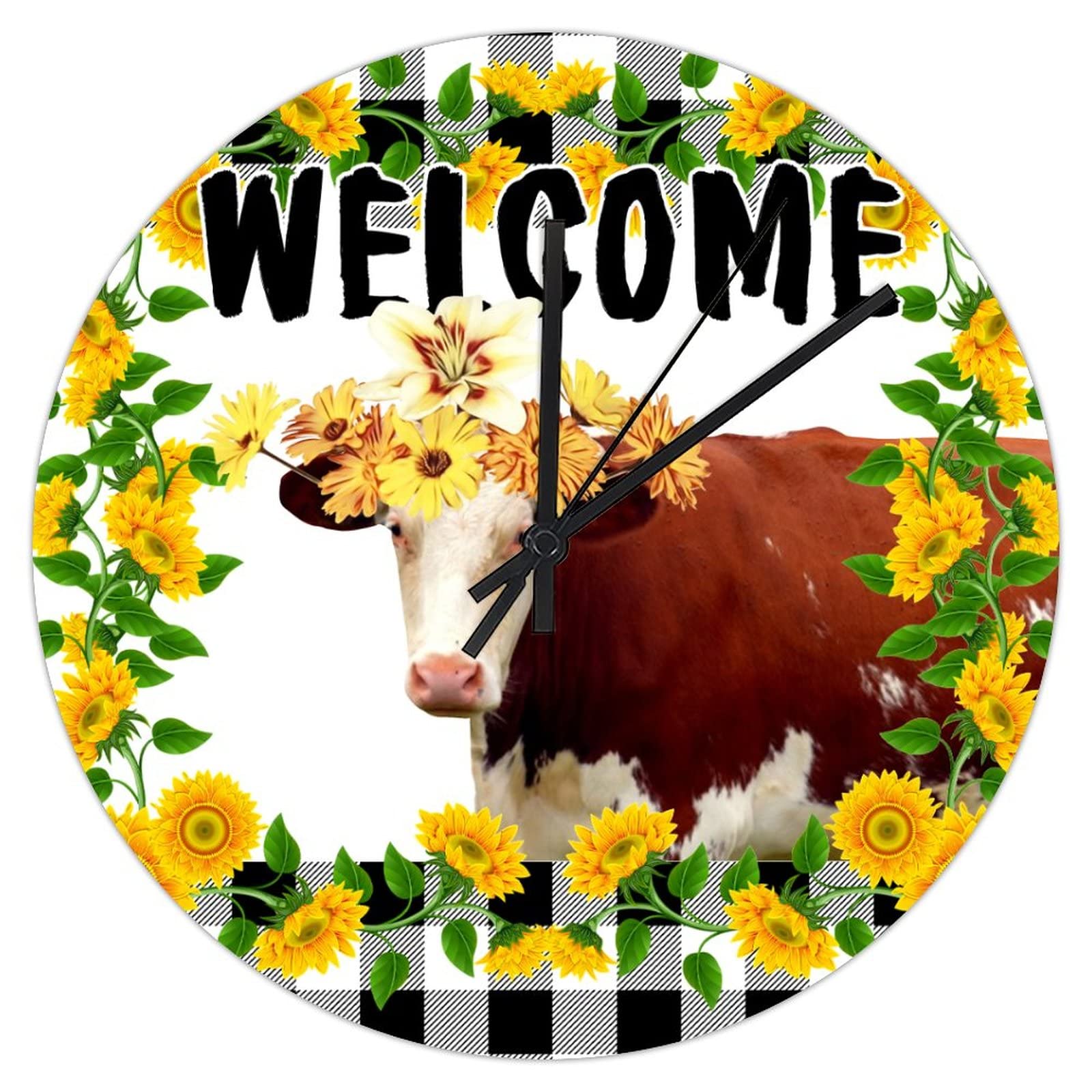 Horloge murale sans tic-tac motif tournesol pour éliminer les bruits de salon