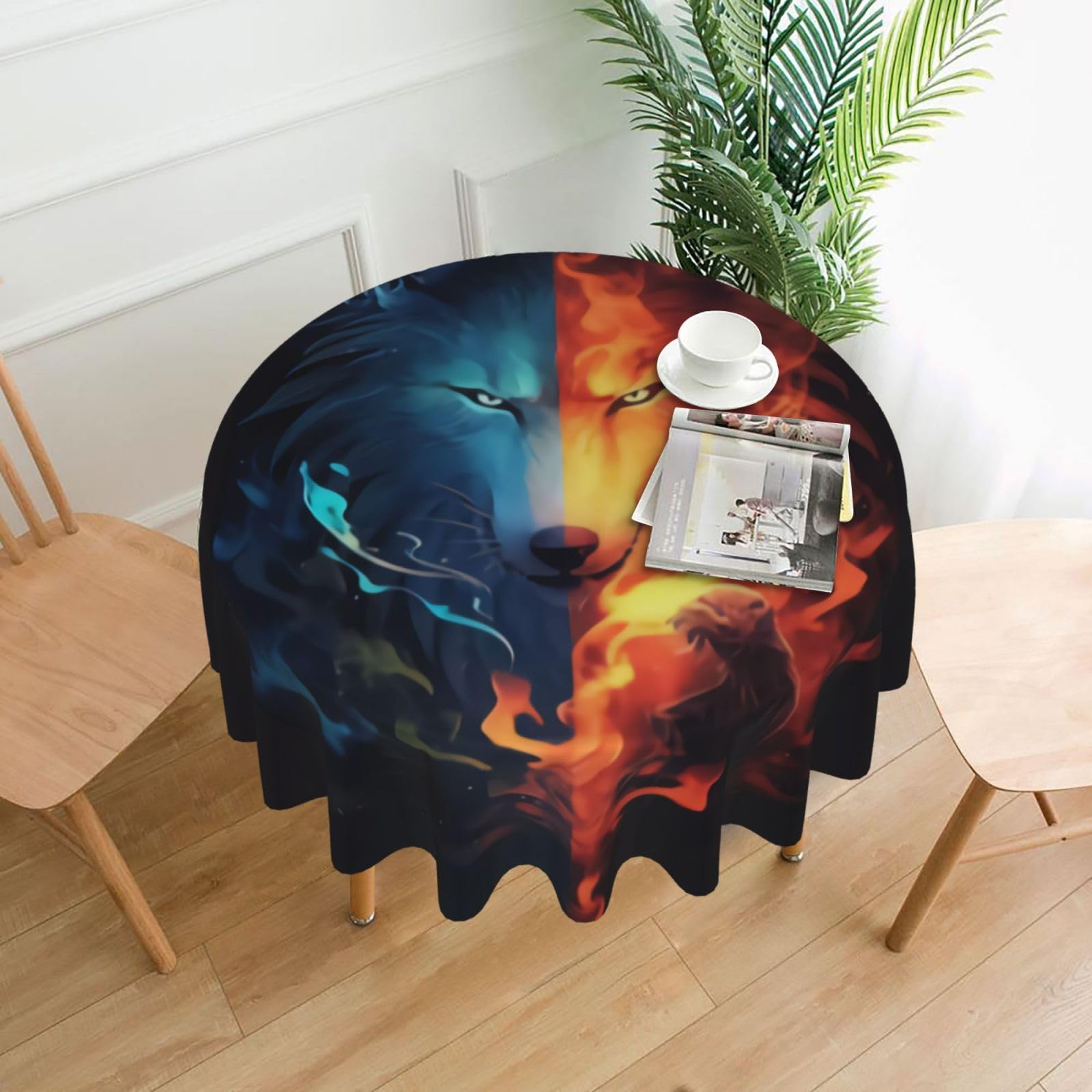 Nappe loup et feu 60 pouces imprimée pour table de restaurant