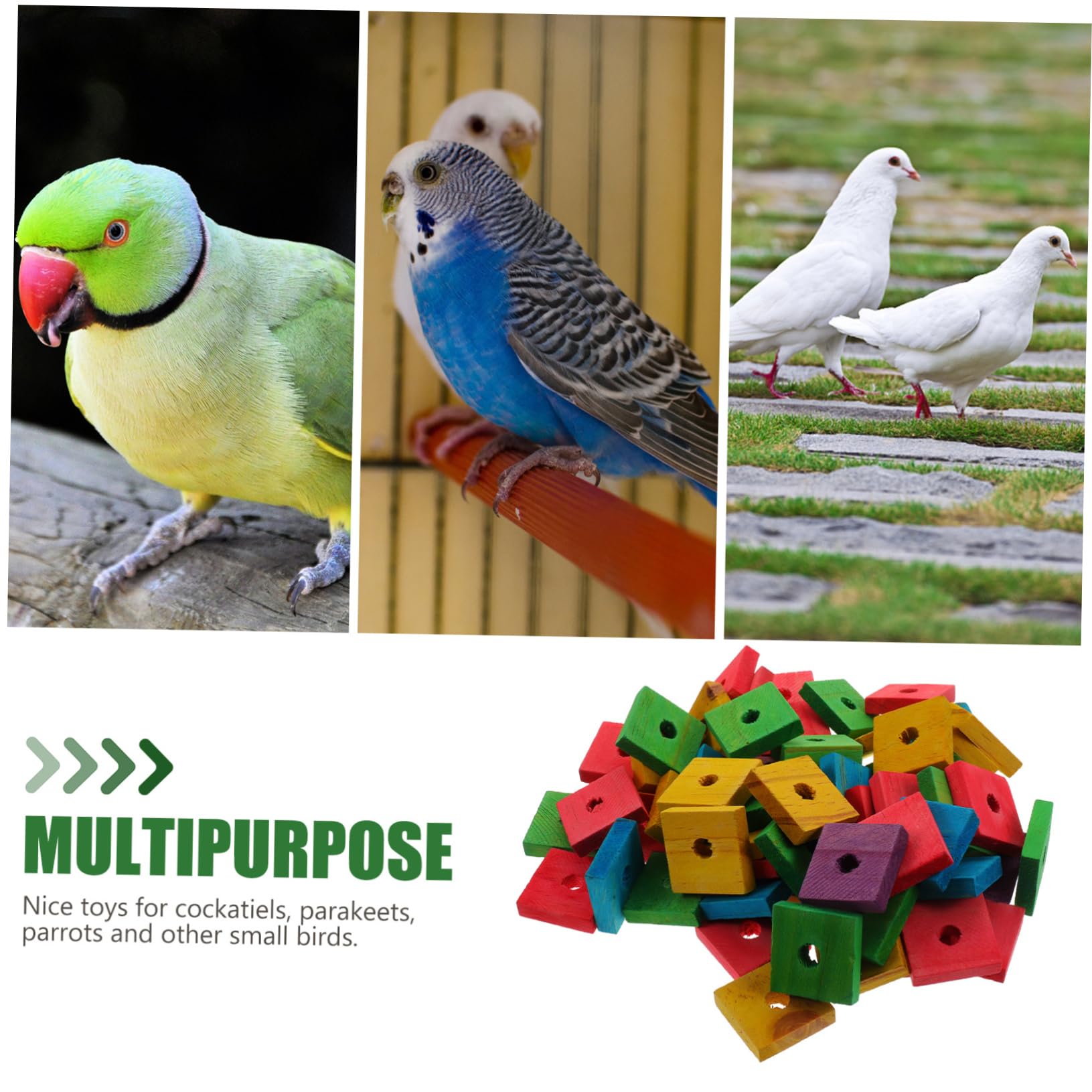 SHINEOFI 100 pcs Parrot Wooden Chew Toys Playing Chips for Parrots Parakeets Cockatiels More Safe Natural Material for Chewing Playtime Activities