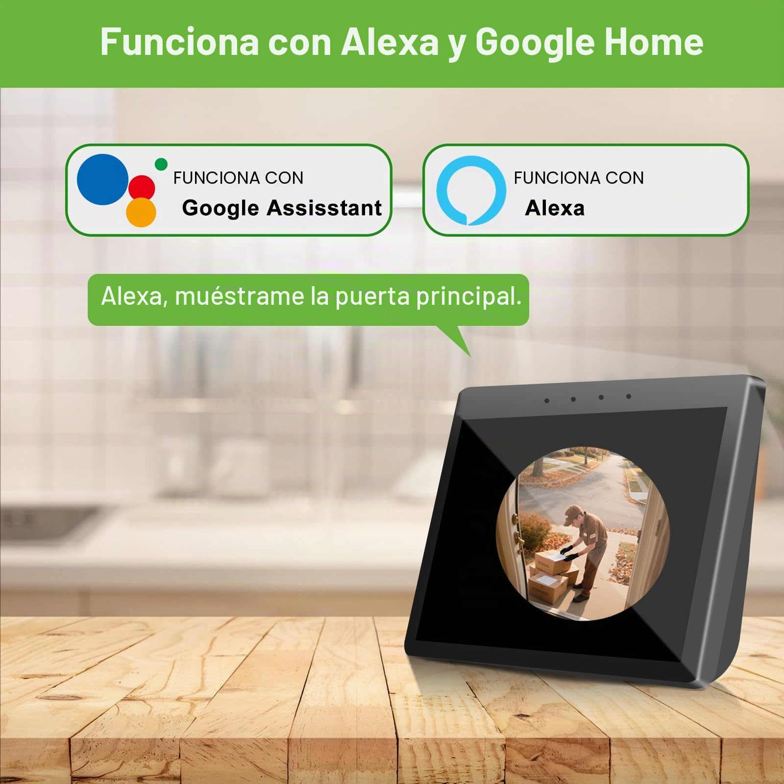 Timbre de video inalámbrico con timbre de cabeza a pies 2K HD Smart WiFi Timbre de puerta con cámara de detección de movimiento funciona con pilas, visión nocturna, tarjeta SD de audio bidireccional y