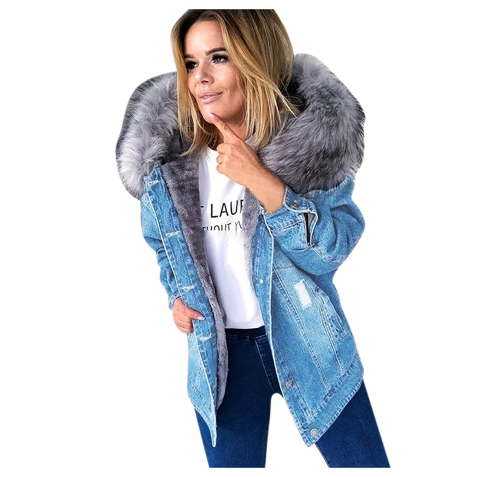 Chaqueta de invierno para mujer con forro cálido, chaqueta vaquera ligera con capucha de pelo, chaqueta deportiva para exteriores, chaqueta con capucha, chaqueta con capucha, parka para mujer,