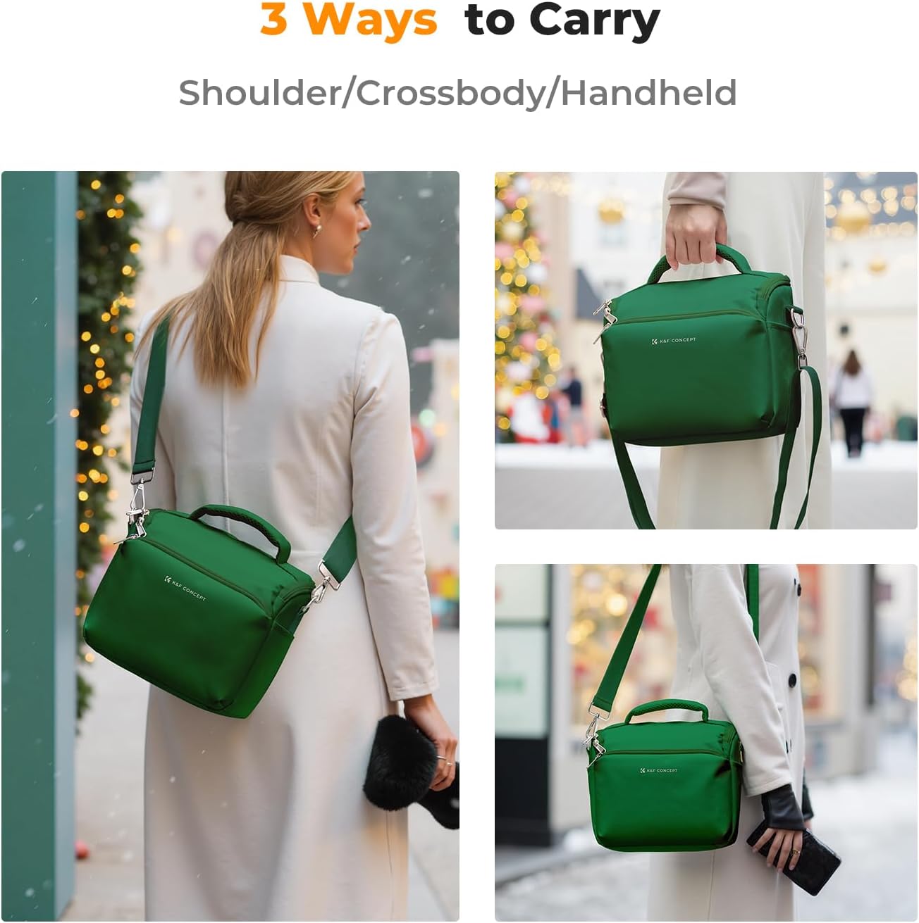 K&F CONCEPT Camera Sling Bag Small Crossbody Camera Case DSLR/SLR/Cute Compact Shoulder Photography Bags for Photographers-Green