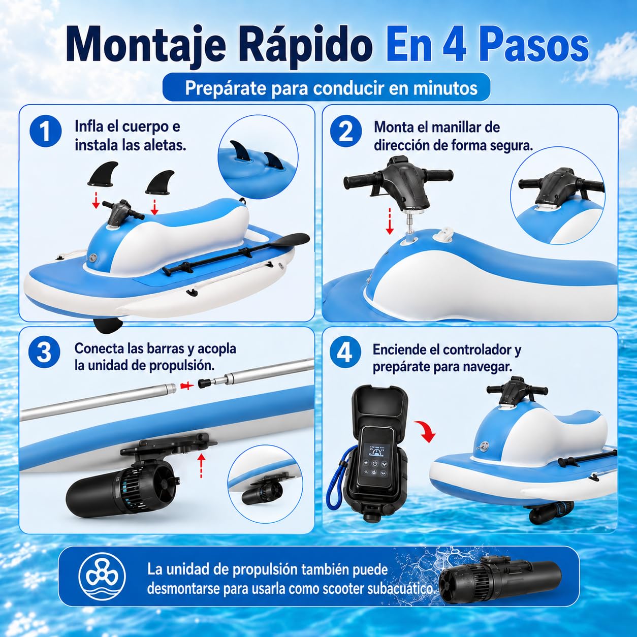 Barca Hinchable con Motor eléctrico 500W 700W para Aventuras acuáticas 700WPRO16A
