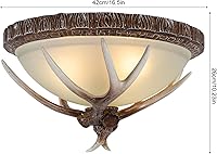 Vista 8 de Lámpara de techo semiempotrada de cristal con 3 luces de bronce rústico estilo cuenco