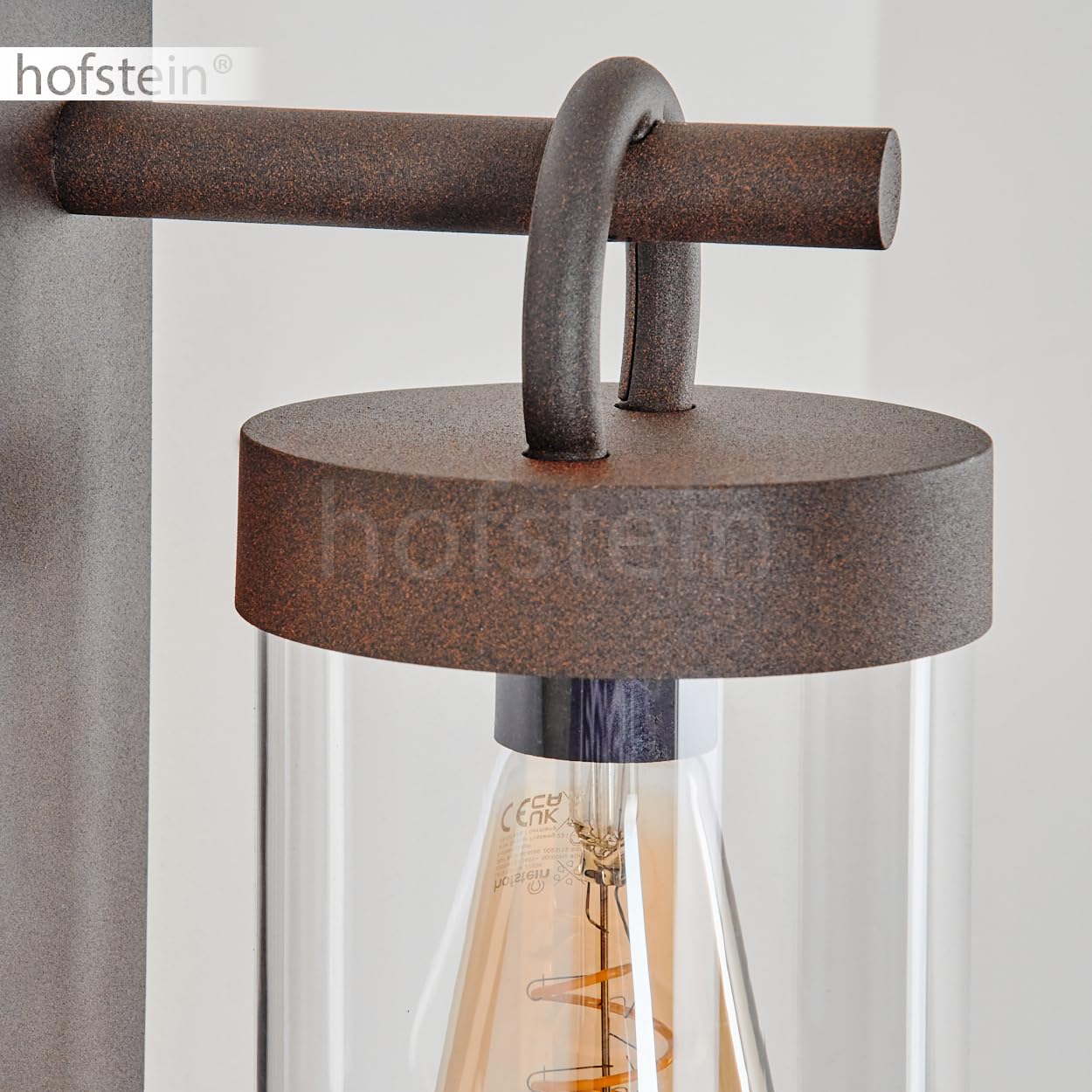 HOFSTEIN Außenwandleuchte Fulham, Außenwandlampe mit Bewegungsmelder aus Metall/Kunststof in Rost/Klar, Wandleuchte außen Down im modernen Design, E27, IP44, Hof, Eingangsbereich, Terrasse, Haustür