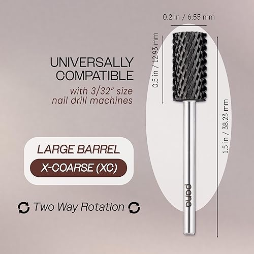 Vista 111 de USA PANA - Broca profesional de carburo de barril pequeño con parte superior plana, grano grueso 5X a grano extrafino, dorado, plateado, negro DLC