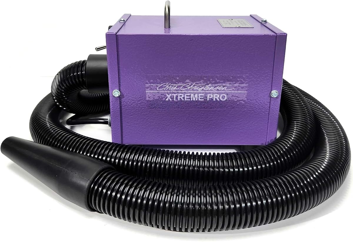 Chris Christensen Xtreme Pro Secador de pelo para perros con velocidad ajustable, secador de pelo para perros, secador de pelo para mascotas, artículos esenciales para cachorros, 110-120 voltios, 15 amperios, fabricado en Estados Unidos, morado