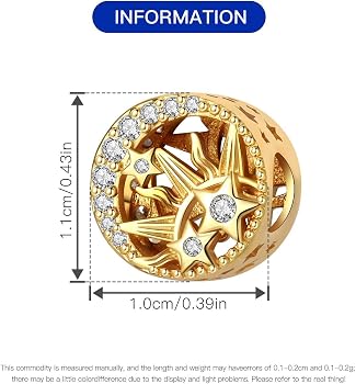 Amazon | 透かし彫り ゴールド 太陽 月 星 ビーズ チャーム