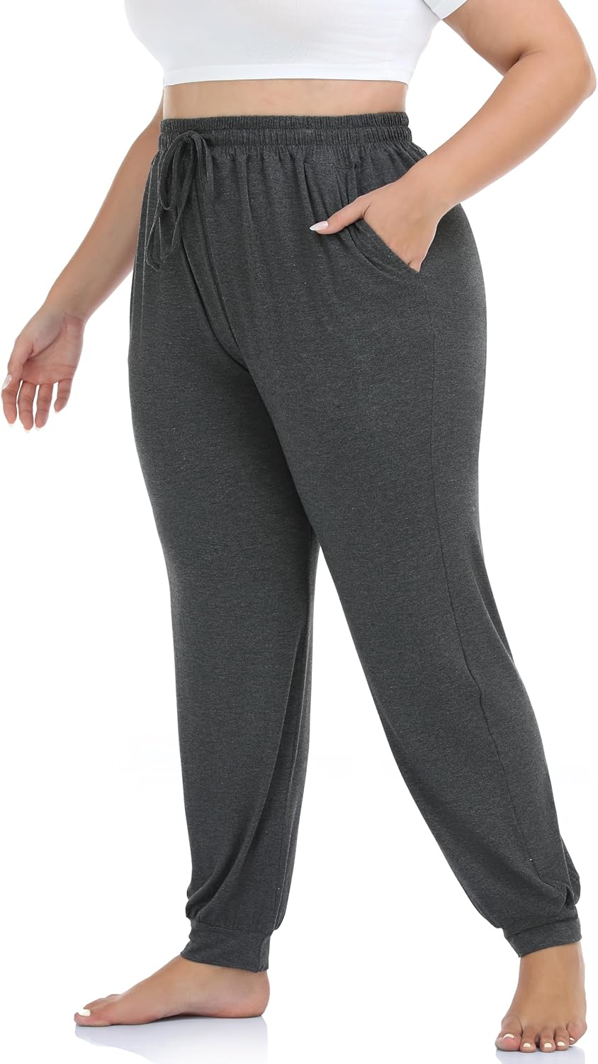 VOGUEMAX Women's Plus Size Comfy Lounge Pants Casual Yoga Sweatpants Sleep Pajama Stretchy Pants with Pockets