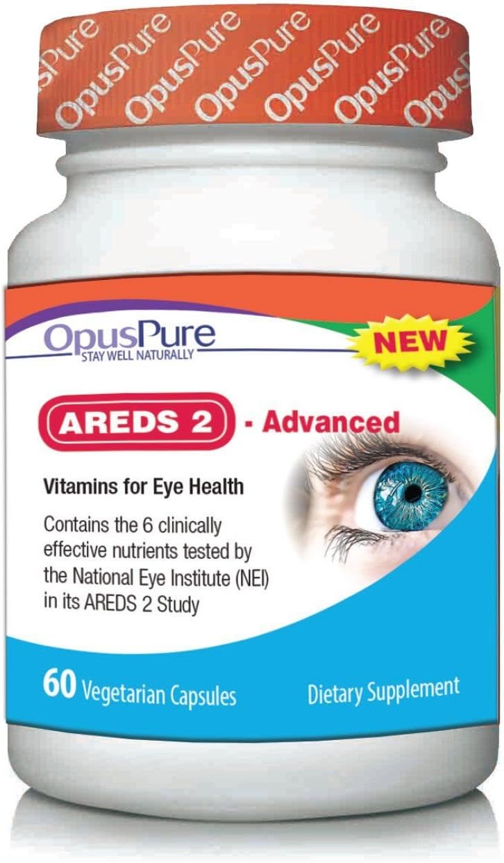 Opus Pure AREDS 2 Advanced Eye Vitamin & Mineral Supplement with Lutein and Zeaxanthin, 60 Vegetarian Capsules