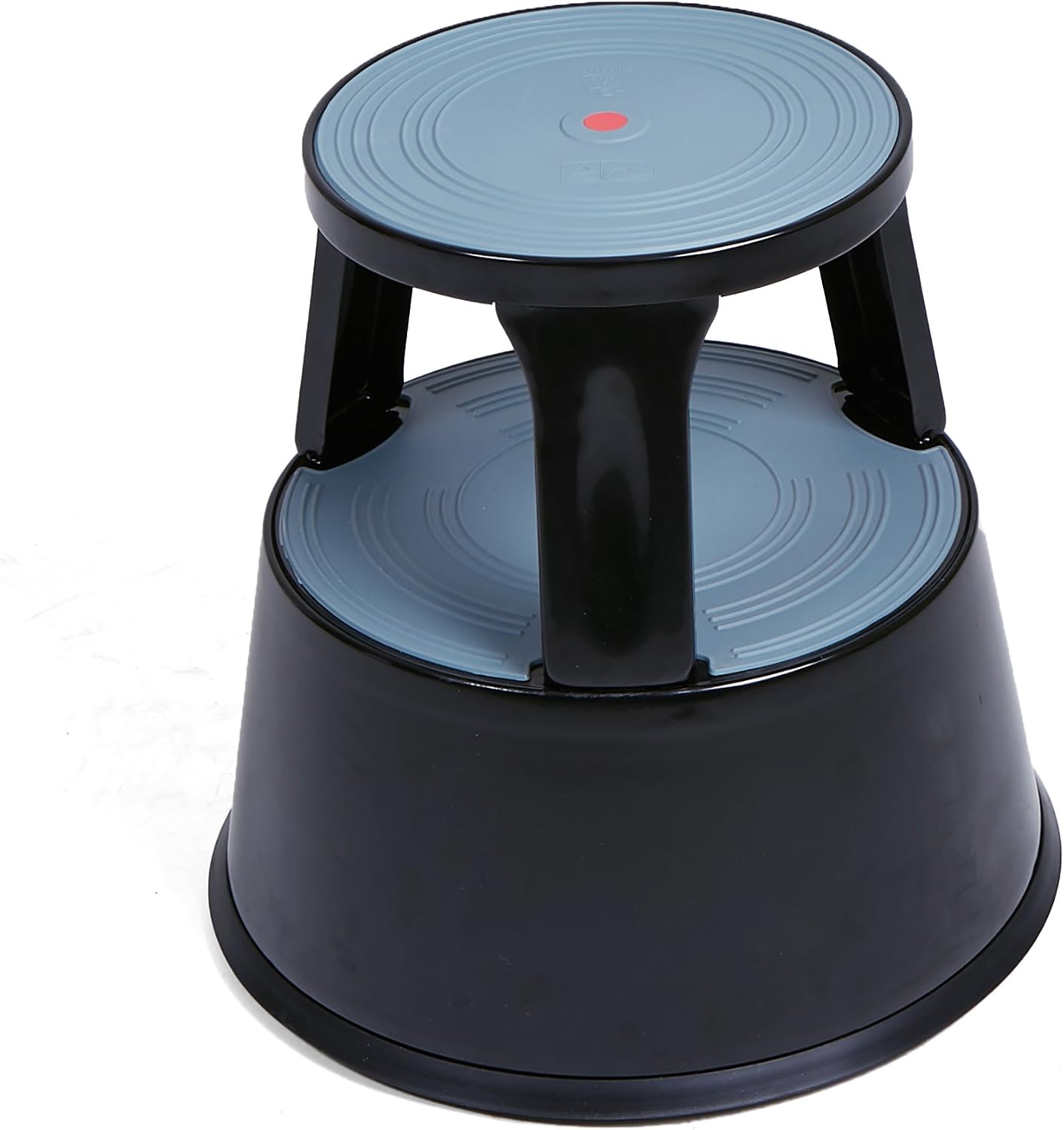 Mind Reader Tall Metal Heavy Duty Rolling Double Step Stool,Holds 300 lbs, Black