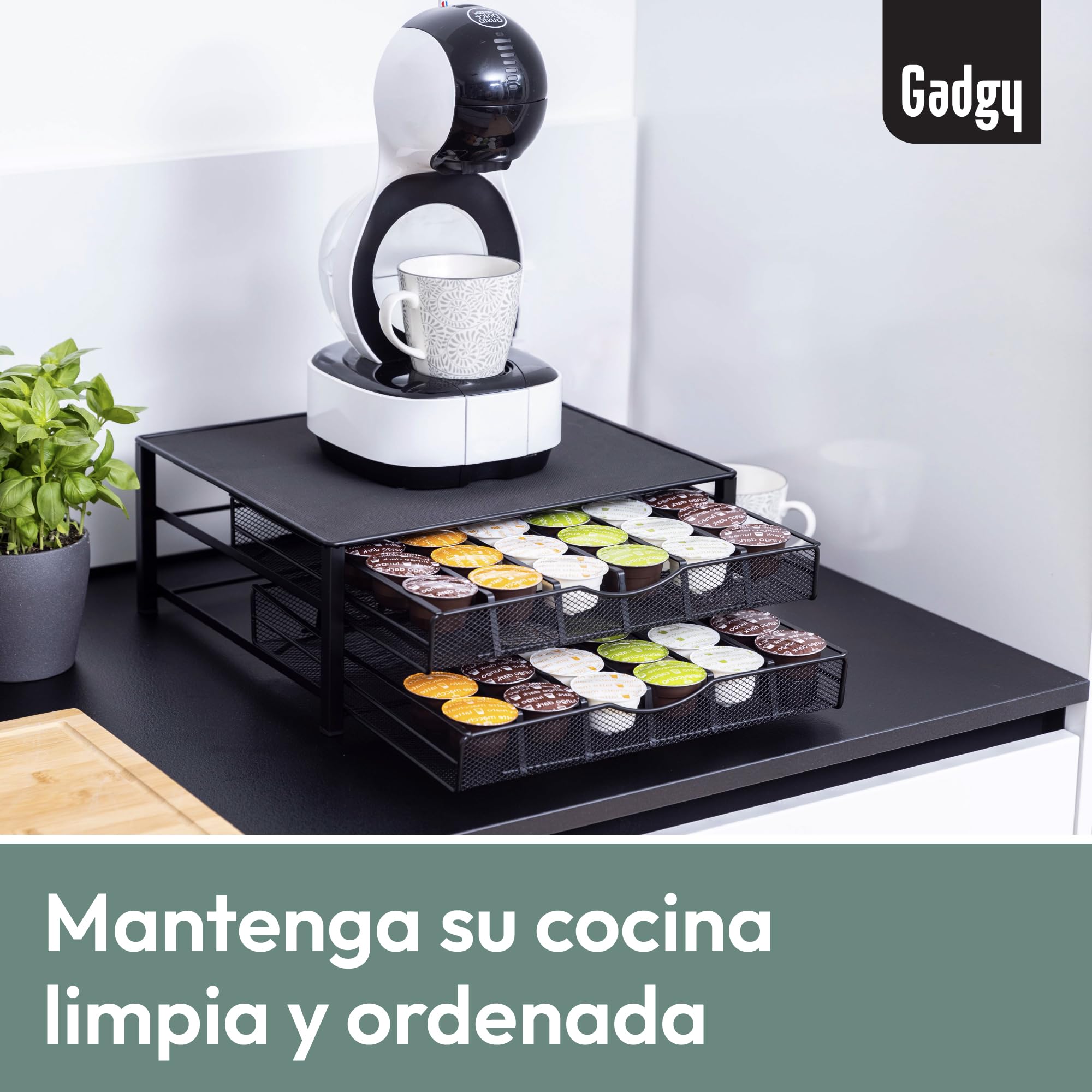 Gadgy Porta Cápsulas Dolce Gusto – Organizador para 72 Cápsulas, Metal Negro, Antideslizante y Resistente a Golpes, Portacápsulas para Café