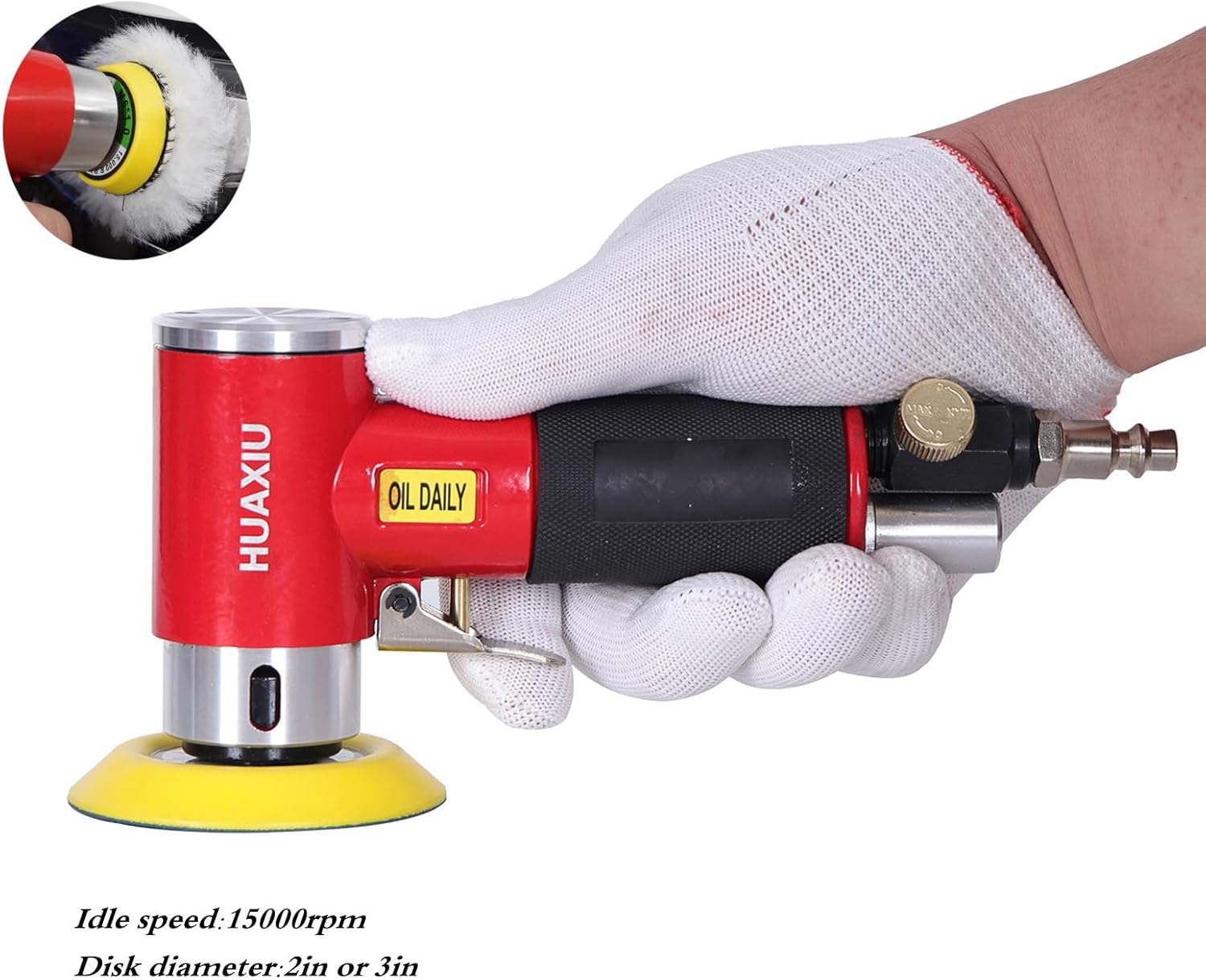 2" Mini Orbital Sander - Professional Dual Action Pneumatic Air Sander, High Speed DA Air Polisher for Auto Body Work & Detailing, Super Smooth & Swirl-Free Finish, Palm Sander with 2-Inch Backing Pad