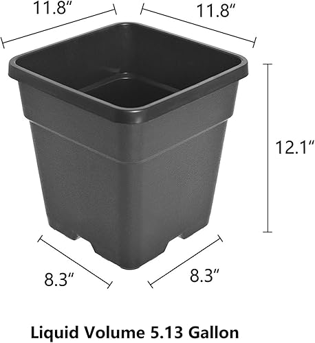 Miniatura 3 de labworkauto Macetas cuadradas para vivero, macetas de cultivo, contenedor de vivero, apto para plantar plantas de suelo, 5 galones, 10 unidades
