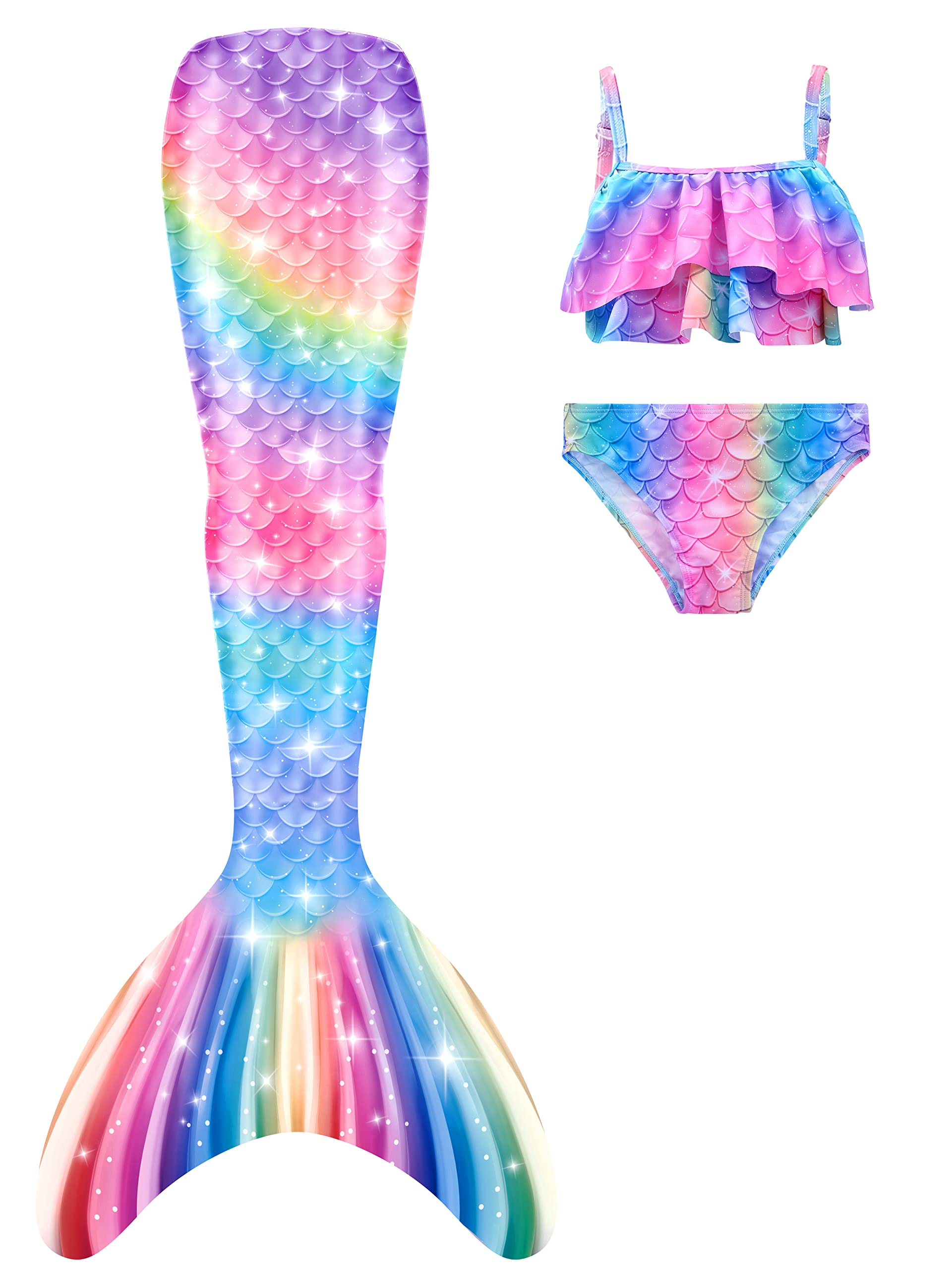 SPEEDEVE Cola de Sirena con Traje de Bikini para Niñas Cosplay Sirena Fiesta de Cumpleaños