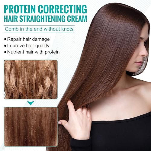 Miniatura 3 de Crema alisadora de cabello proteica, nueva crema para alisar el cabello con proteínas, crema alisadora de cabello con colágeno nutritiva y rápida