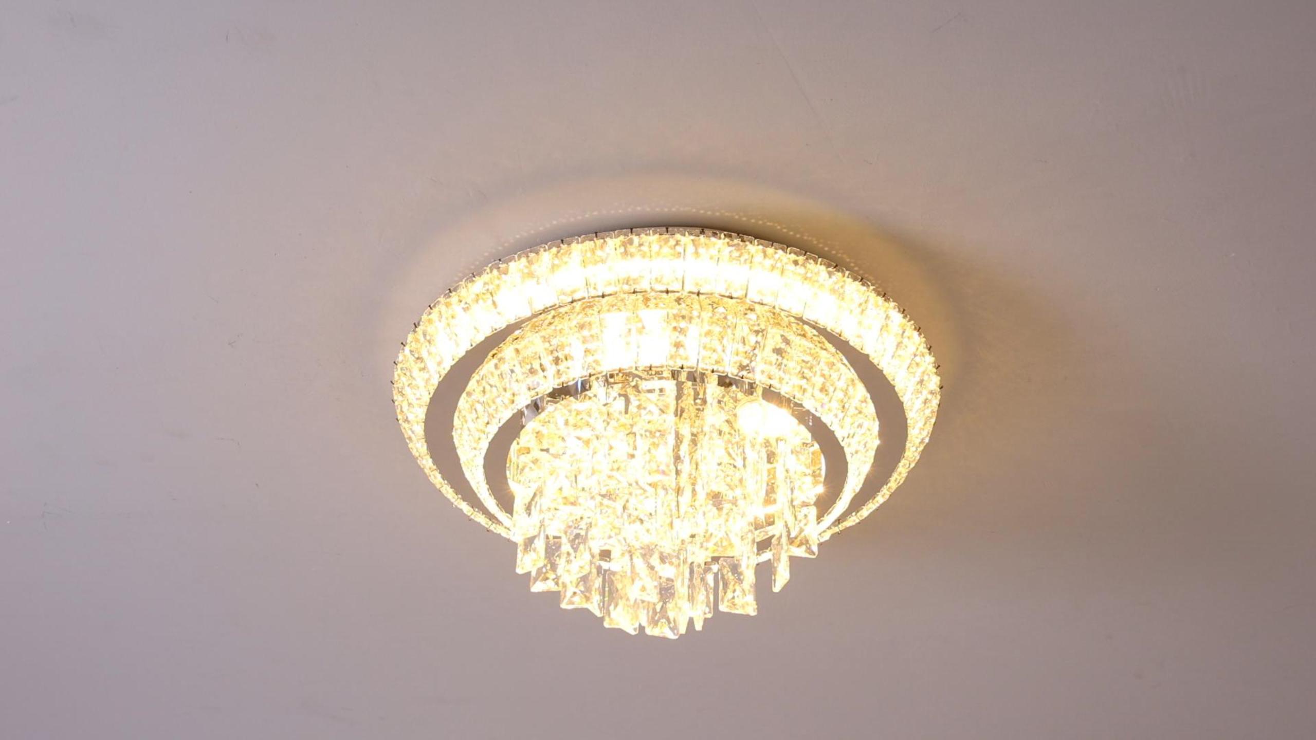 COCOSTAR 18 inch Flush Mount Crystal Chandeliers with Remote and