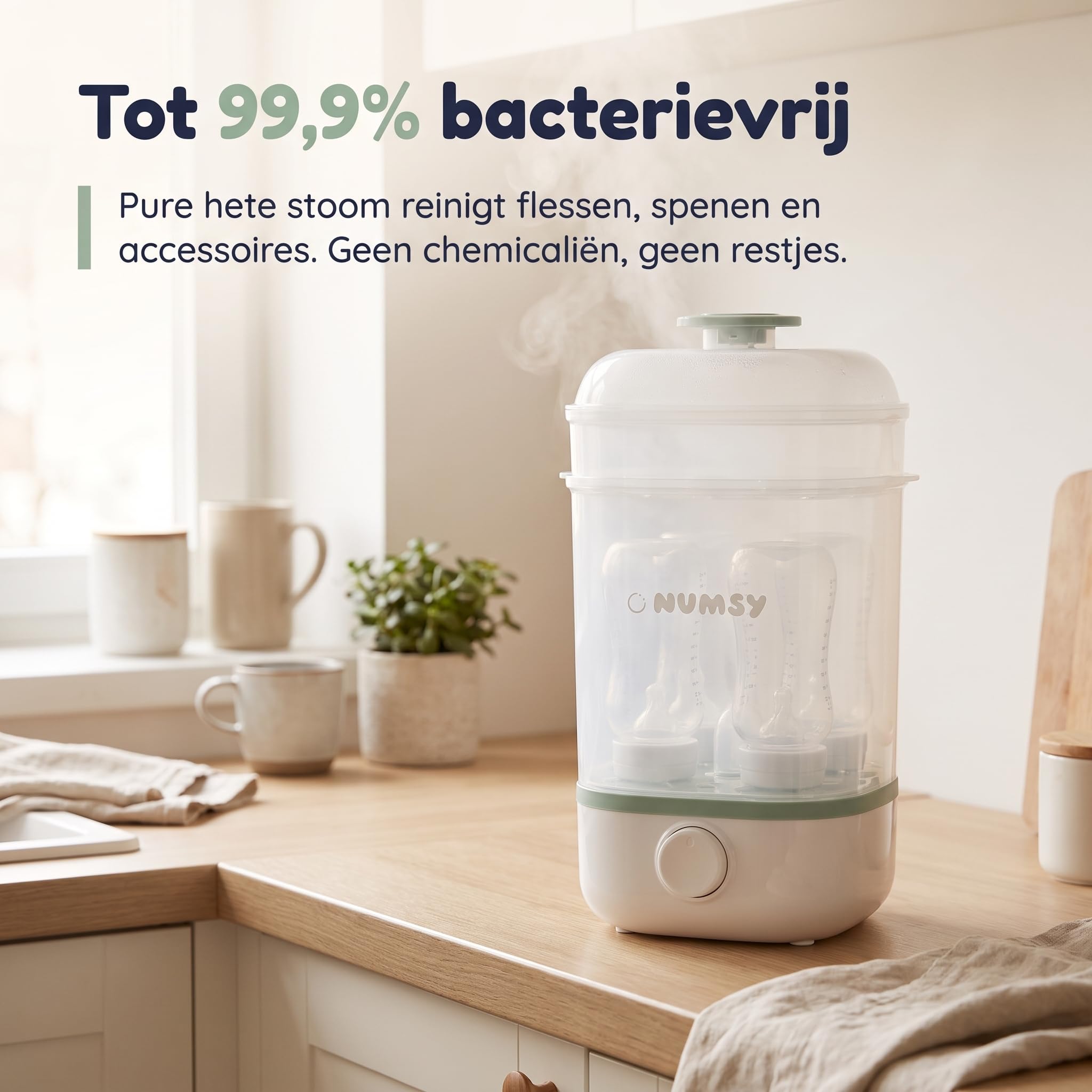 Numsy Steamy Flaschensterilisator und Trockner - 3-in-1 Bottle Sterilizer