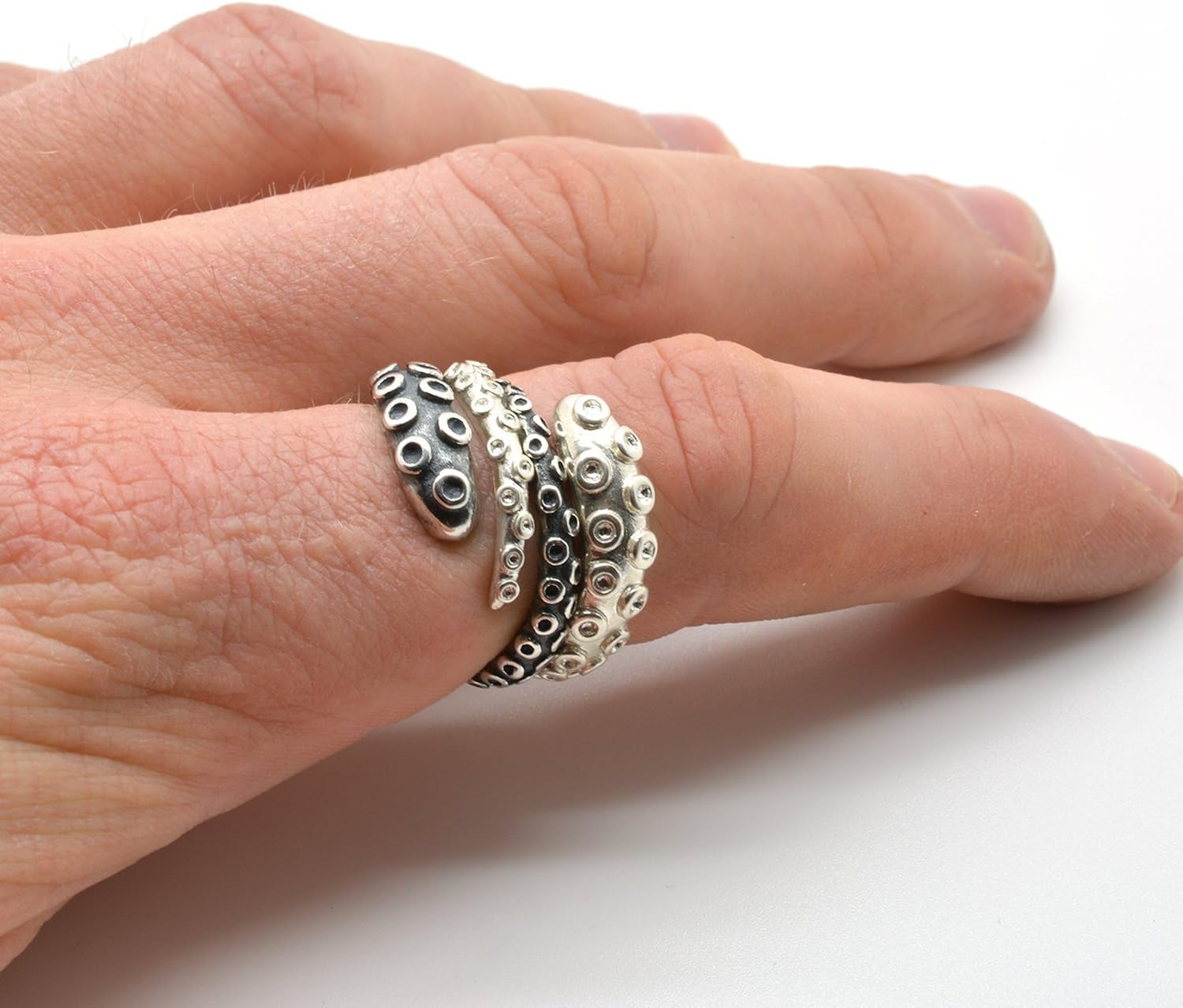 Serebra Jewelry Octopus Tentacle Ring 925 Sterling Silver Size Adjustable, Shiny - Image 4
