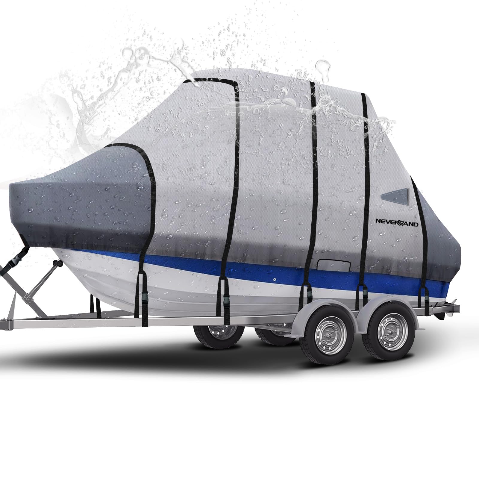 NEVERLAND Hard Top/T-Top Boat Cover Waterproof Heavy Duty Marine Grade Polyester Canvas for Center Console Boat with T Top Roof (Boat Length 20-22ft, Beam Width up to 106