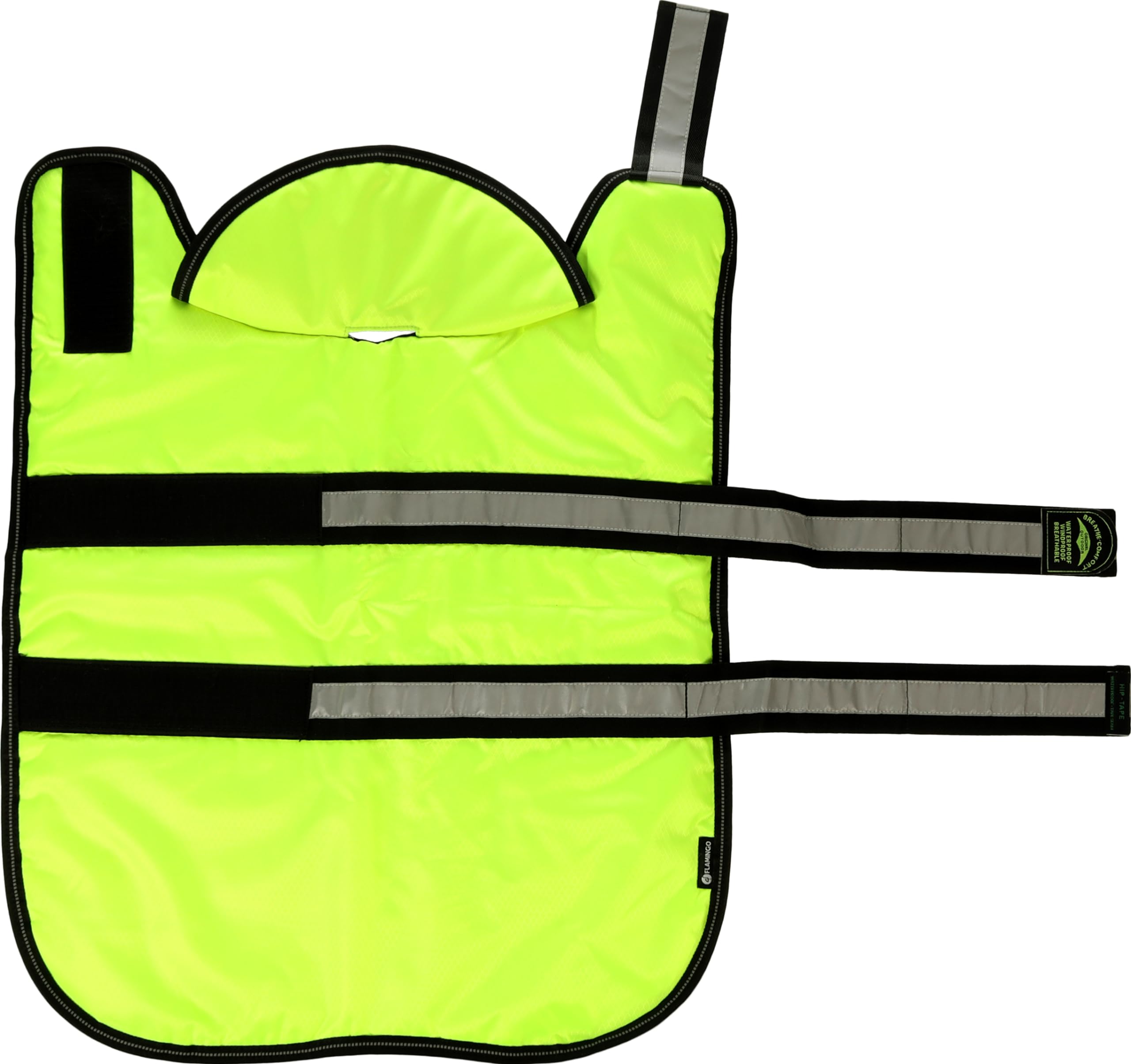 Flamingo Hundemantel Winter – Eisbär Fluo Gelb – XL 55cm – warm & modisch – Polyesterfaser – reflektierende Riemen – Wasser- & Winddicht – PU-Beschichtung – Geschirröffnung