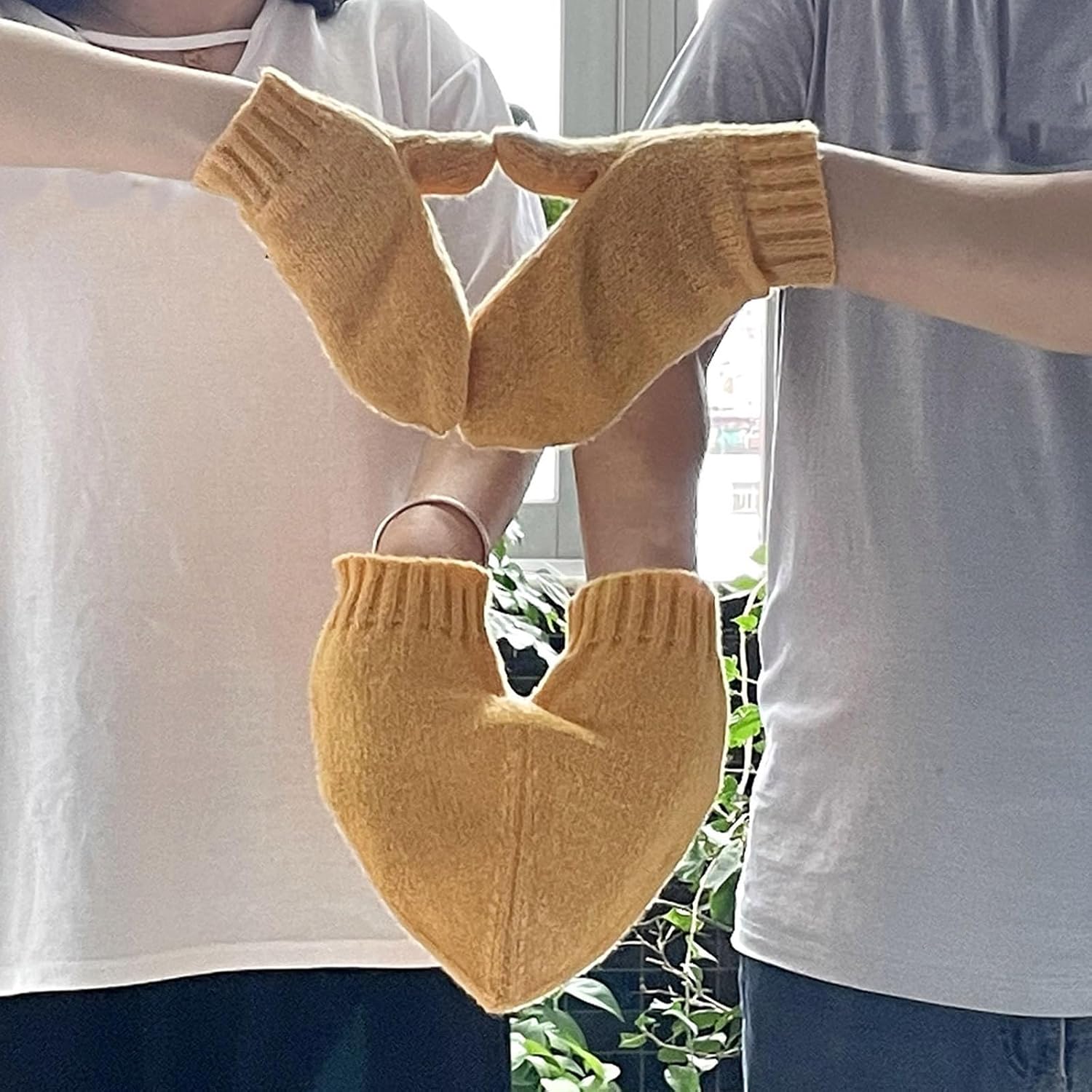 Winter Warm Stretchy Mittens Adult Knitted Hand Holding Full Finger Gloves Knit Gloves For Cold Weather Cycling