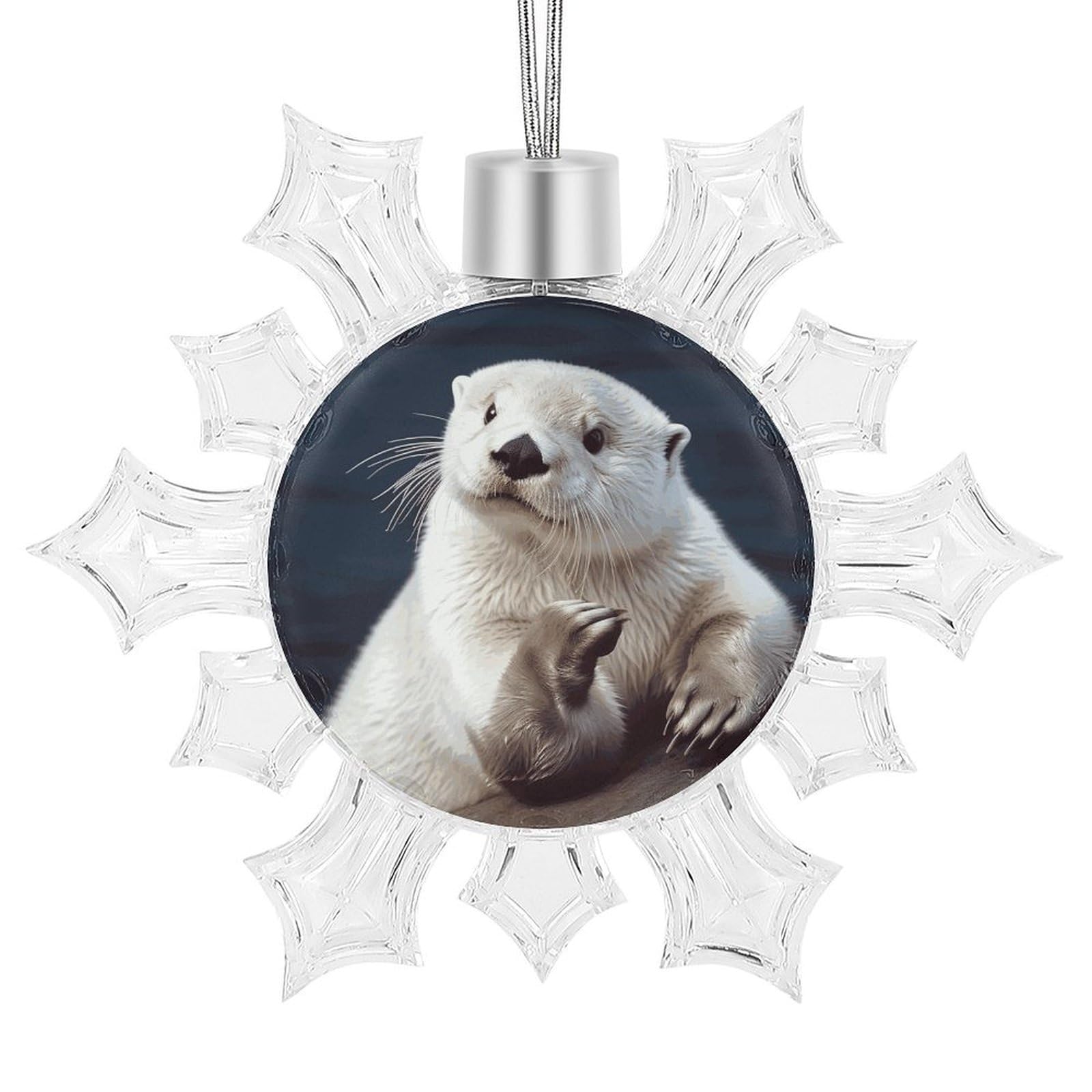 White Otter Snowflake Ornaments Cute Snowflake Pendant Exquisite Christmas Tree Ornaments for Christmas Weddings New Year Birthday Holiday Celebration