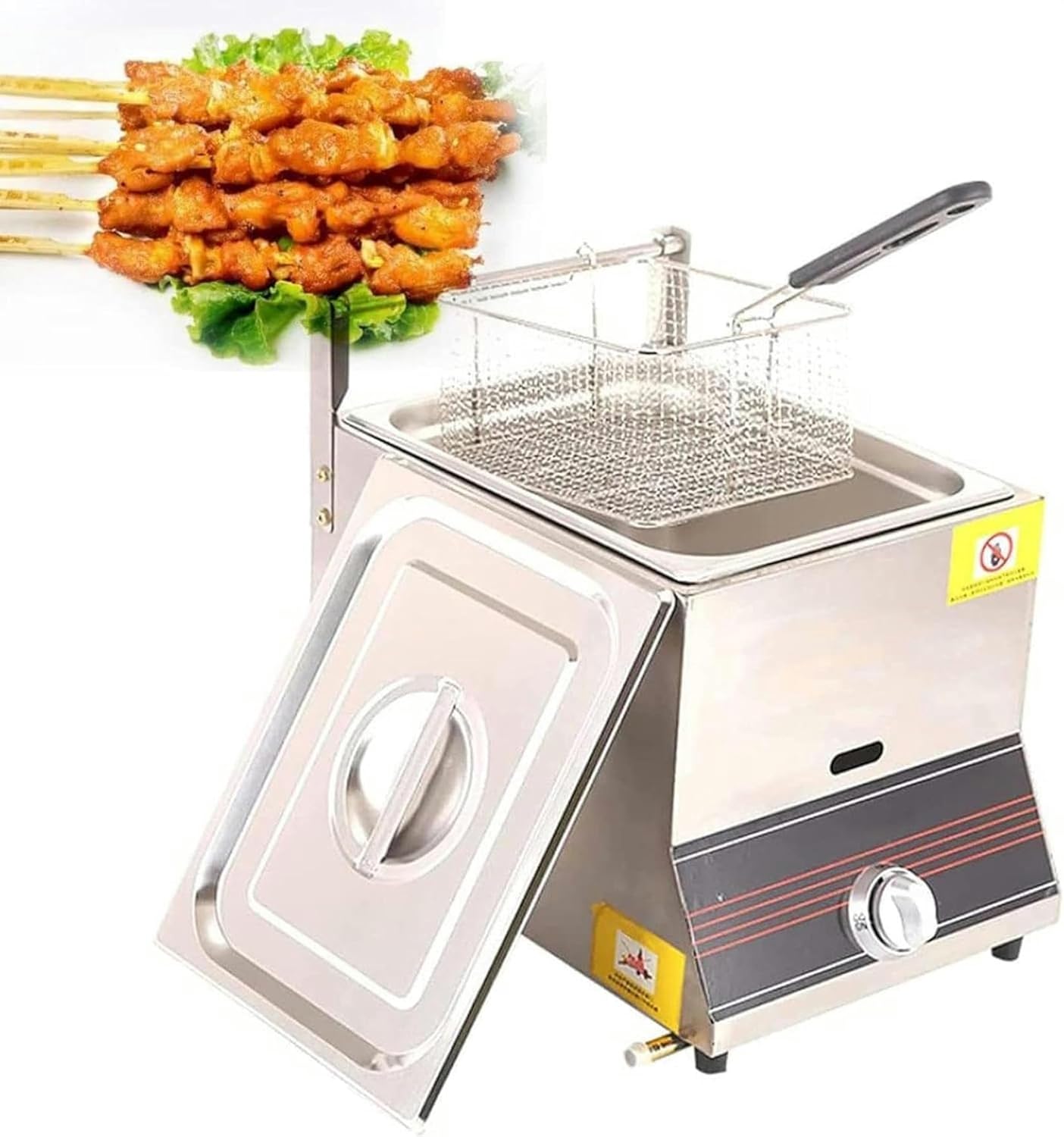 XENITE Stainless Steel LPG Fryer with Temperature Control and Removable Oil Basket, Countertop Gas Fryer for Home and Commercial, for Restaurant Family Food Cooking,Double