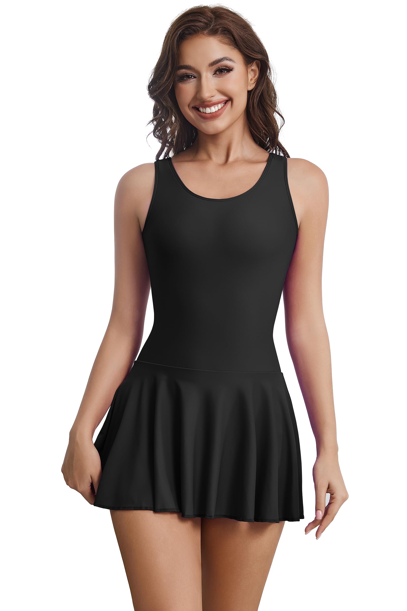 AoyliseyWomen's Tank Ballet Dance Skirted Leotard Gymnastics Sleeveless Bodysuits Ballerina Outfit HF0366