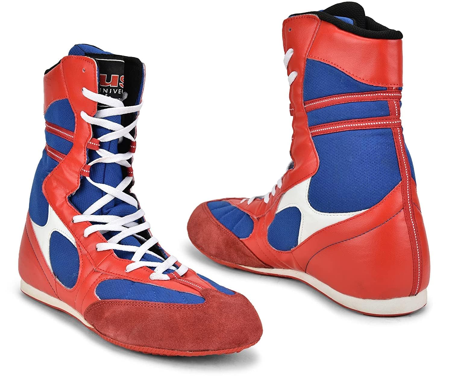 Nylon/Suede Red and Blue Boxing Boots -7-image-37