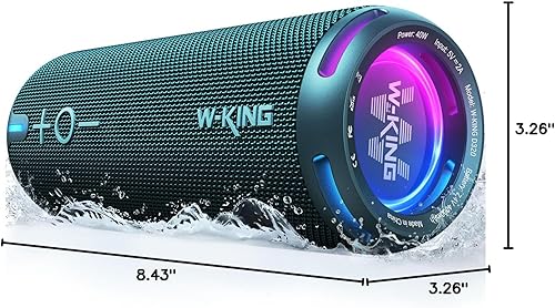 Miniatura 9 de W-KING Altavoces Bluetooth portátiles fuertes, IPX7 impermeables al aire libre inalámbricos, ecualizador personalizado de aplicación, bobina de voz