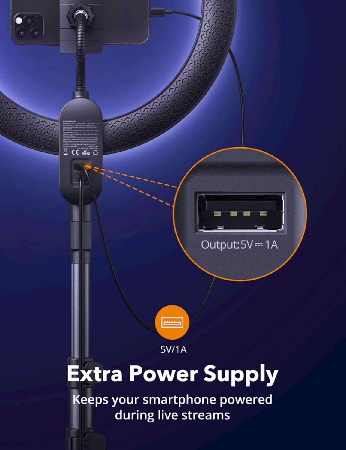 12" LED Ring Light 24W Selfie Fill Light with Floor Tripod Stand, Remote Control, Adjustable Height, Smooth Dimming, for Live Streaming, Portrait Photography, Vlog, Zoom Meeting