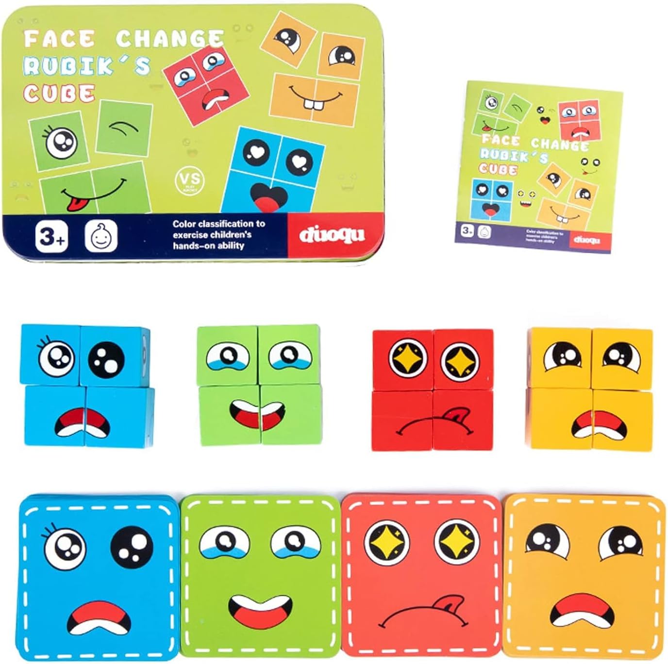 NIYANETAIL Interactive Face Swap Cubes with Matching Emoticons - Fun, Portable, and Educational for Kids at Home
