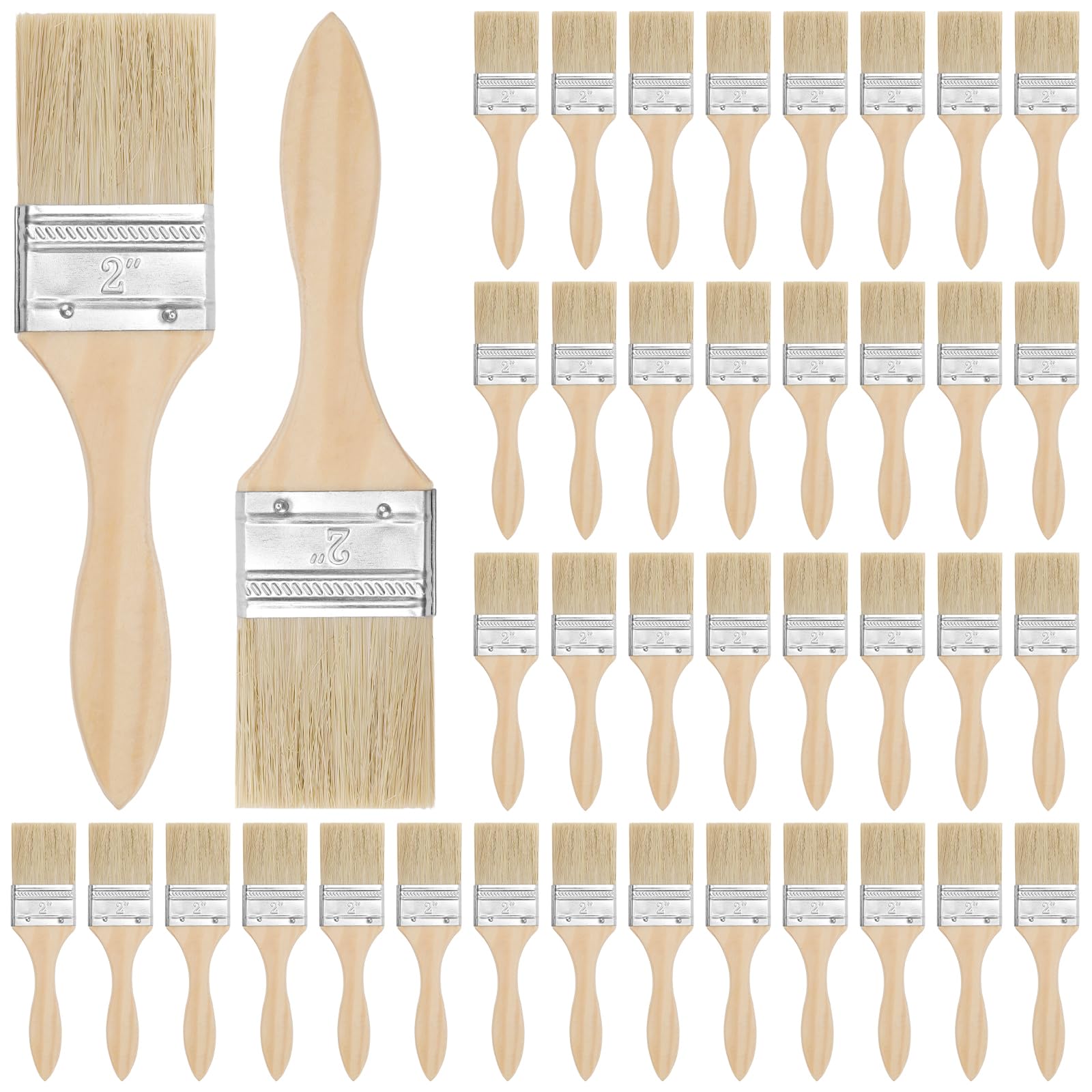 Japchet Wood 40 Pack 2 Inch Paint Chip Brushes, Stain Brush For Staining Varnishing
