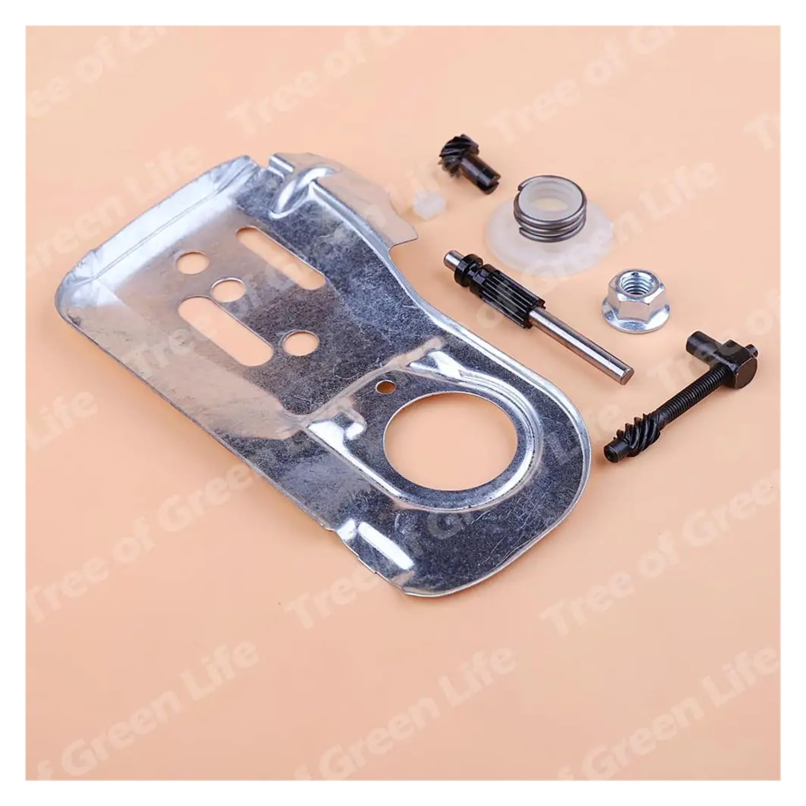 Placa de Barra guía de Cadena for Motosierra 445 450 445E 450E, ajustador de Engranaje helicoidal, Kit de Tuerca tensora 544094001