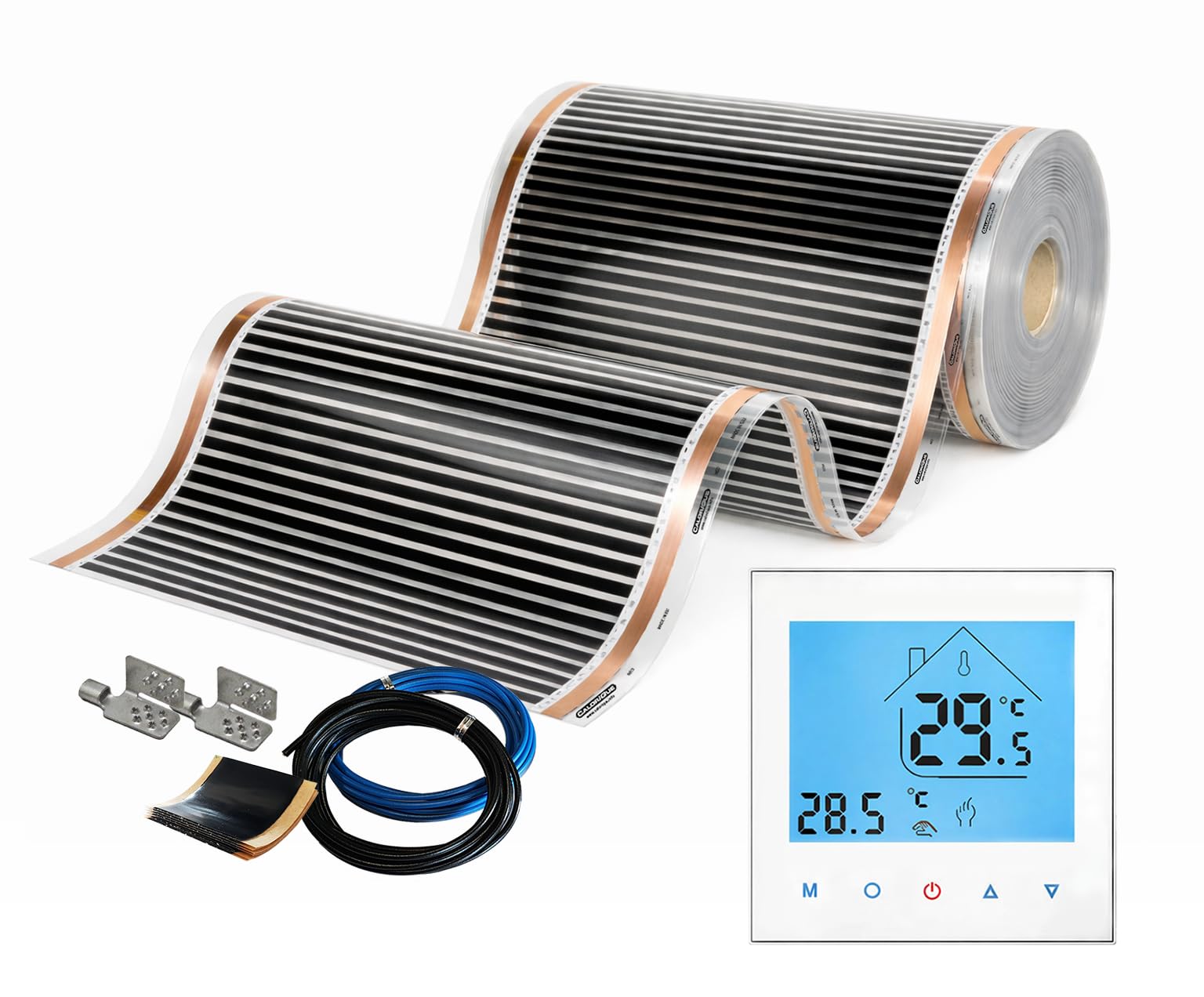 NEO folia grzewcza na podczerwień – elektryczne ogrzewanie podłogowe 100 cm, 150 W/m² – długość 1,0 m² – w zestawie termostat Wi-Fi AC605 – zestaw do elektrycznego ogrzewania podłogowego