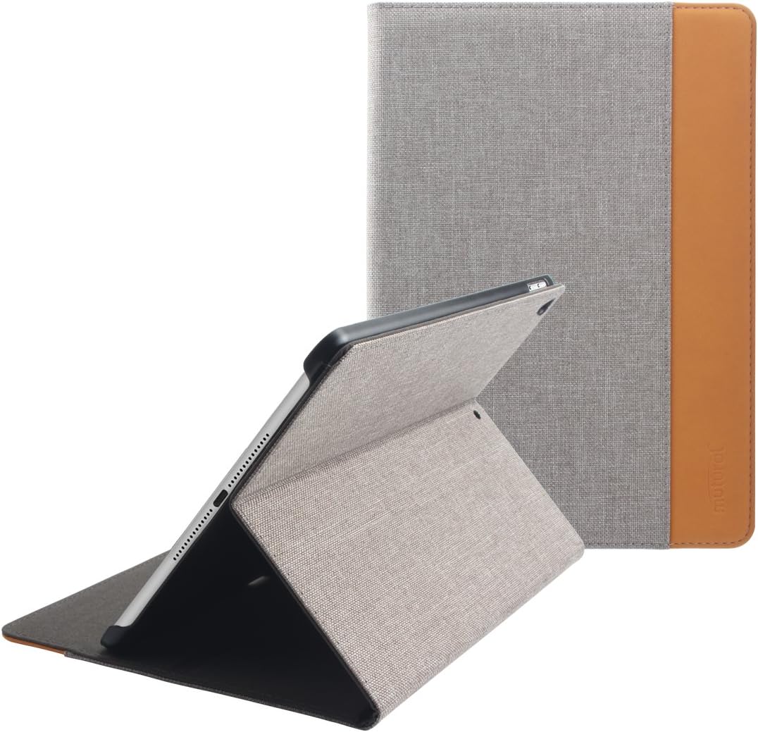 iPad Pro 10.5 Case, MUTURAL PU Leather Smart Cover Folio Case Stand with Auto Sleep/Wake Function for iPad Pro10.5 2017 Release (Light Gray&Brown)