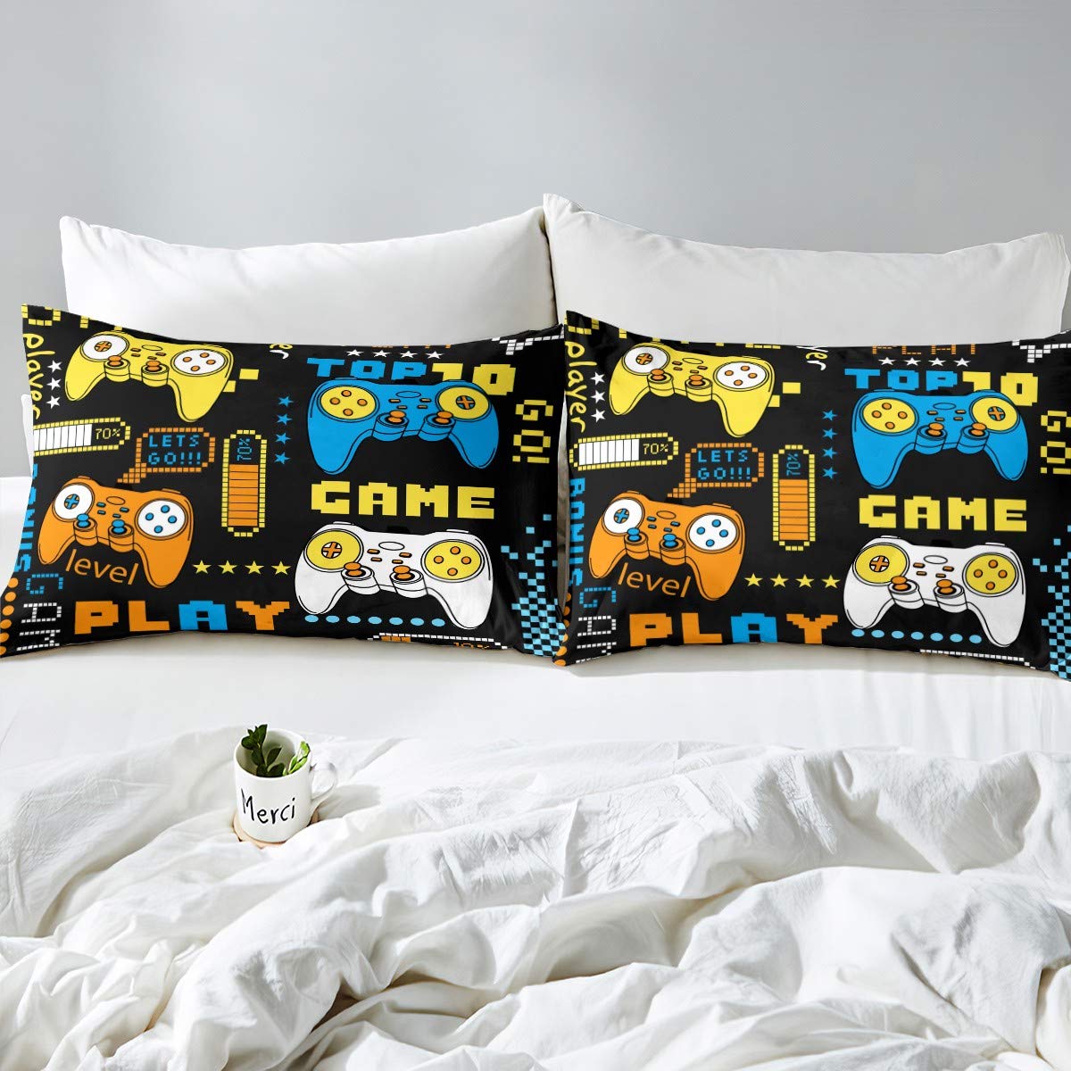Copripiumino Gioco Ragazzi Gamepad Gamer Set Biancheria da Letto Bambini Adolescenti Videogioco Gamepad Copripiumino novità Controller di Gioco Copriletto Copriletto Collezione Camera da Let