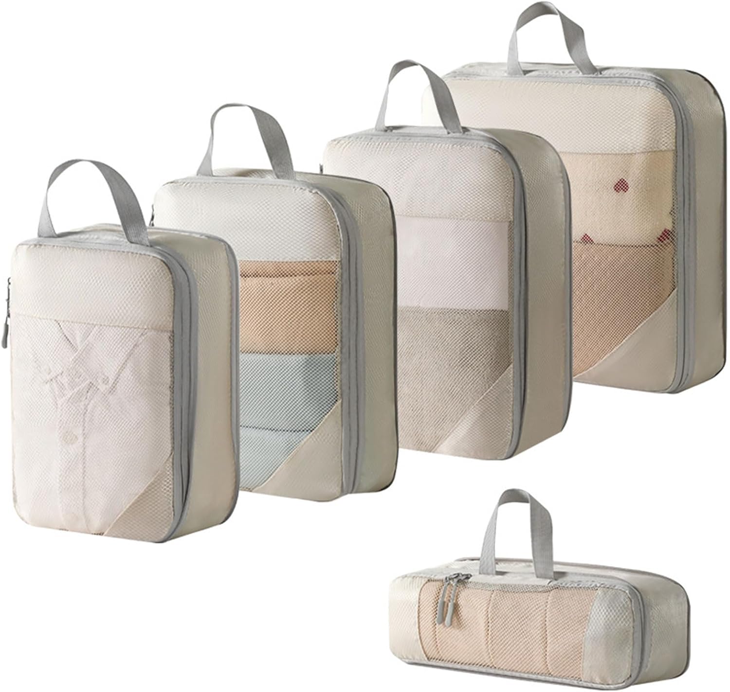 5 pezzi/set borsa da viaggio cubi di compressione borsa di stoccaggio leggera valigia portatile con cerniera organizzatori biancheria intima