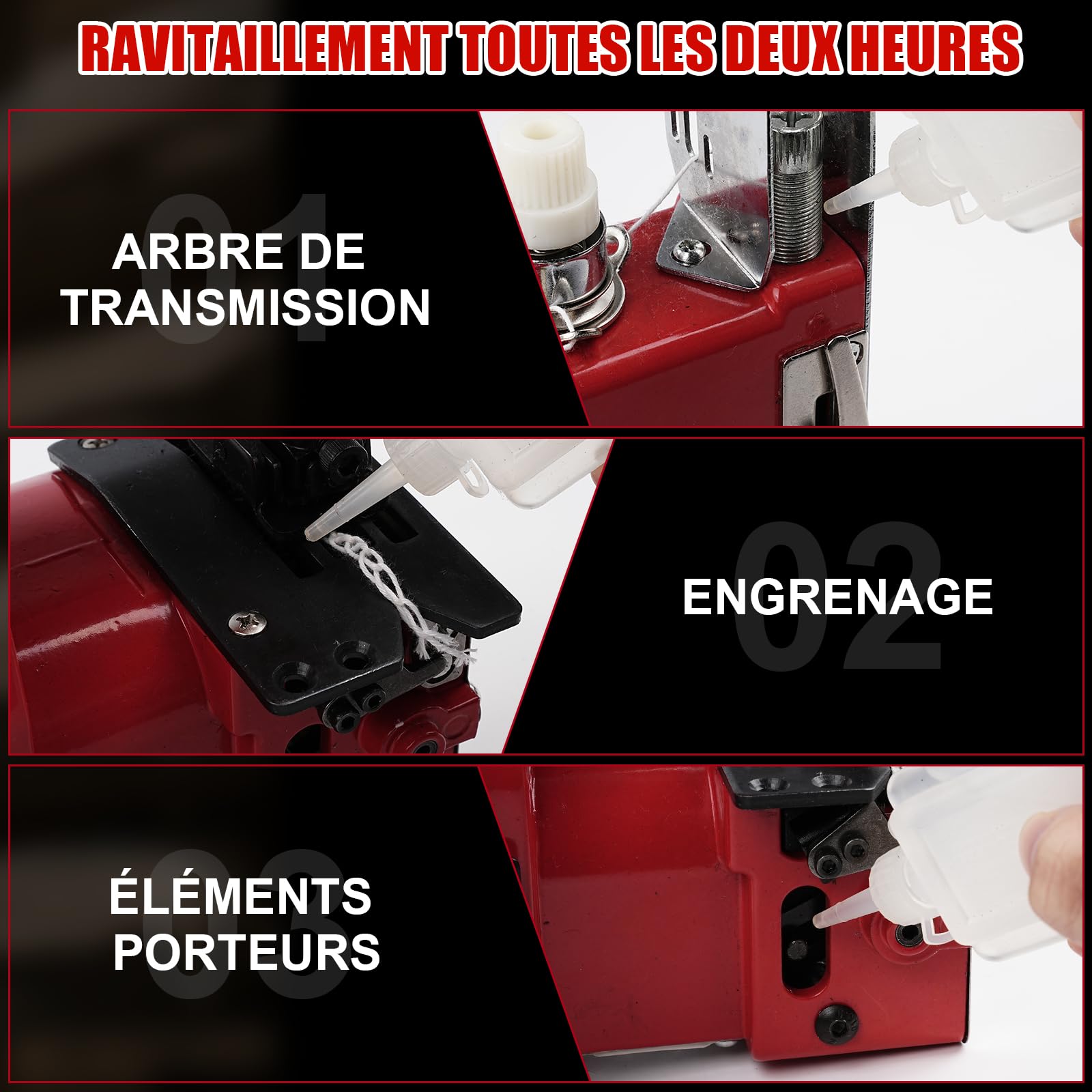 Machine à coudre électrique pour sacs, Sac D'emballage Électrique Couture Closer Stitcher avec 2 batteries 1300 mAh pour sacs/tissu/riz/papier 220V