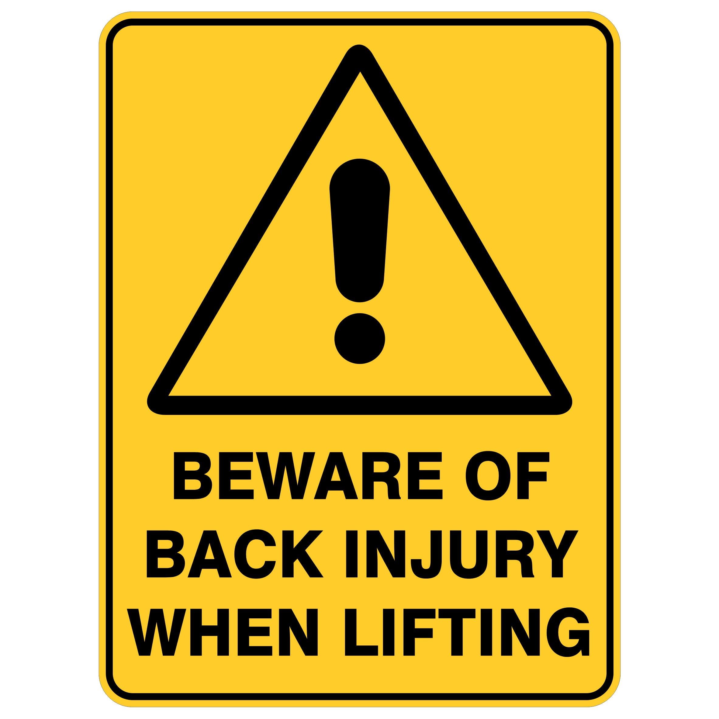 Beware Of Back Injury When Lifting Warning Signs Metal Tin Sign 8 x 12 inch for Industrial & Commercial