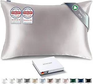 Premium Silk Pillowcase 100% Organic Mulberry Silk, 22 Momme, Grade 6A - Oeko-Tex Certified in Germany - Luxury for Hair & Skin, 1 Piece (Queen Size 20x30 Inches, Pale Lavender)