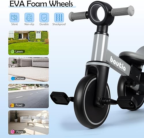 Miniatura 7 de Triciclo para niños pequeños de 1 a 3, bicicleta de equilibrio 4 en 1 para bebés de 1 a 2 años, regalo de bicicleta para niños con pedales extraíbles