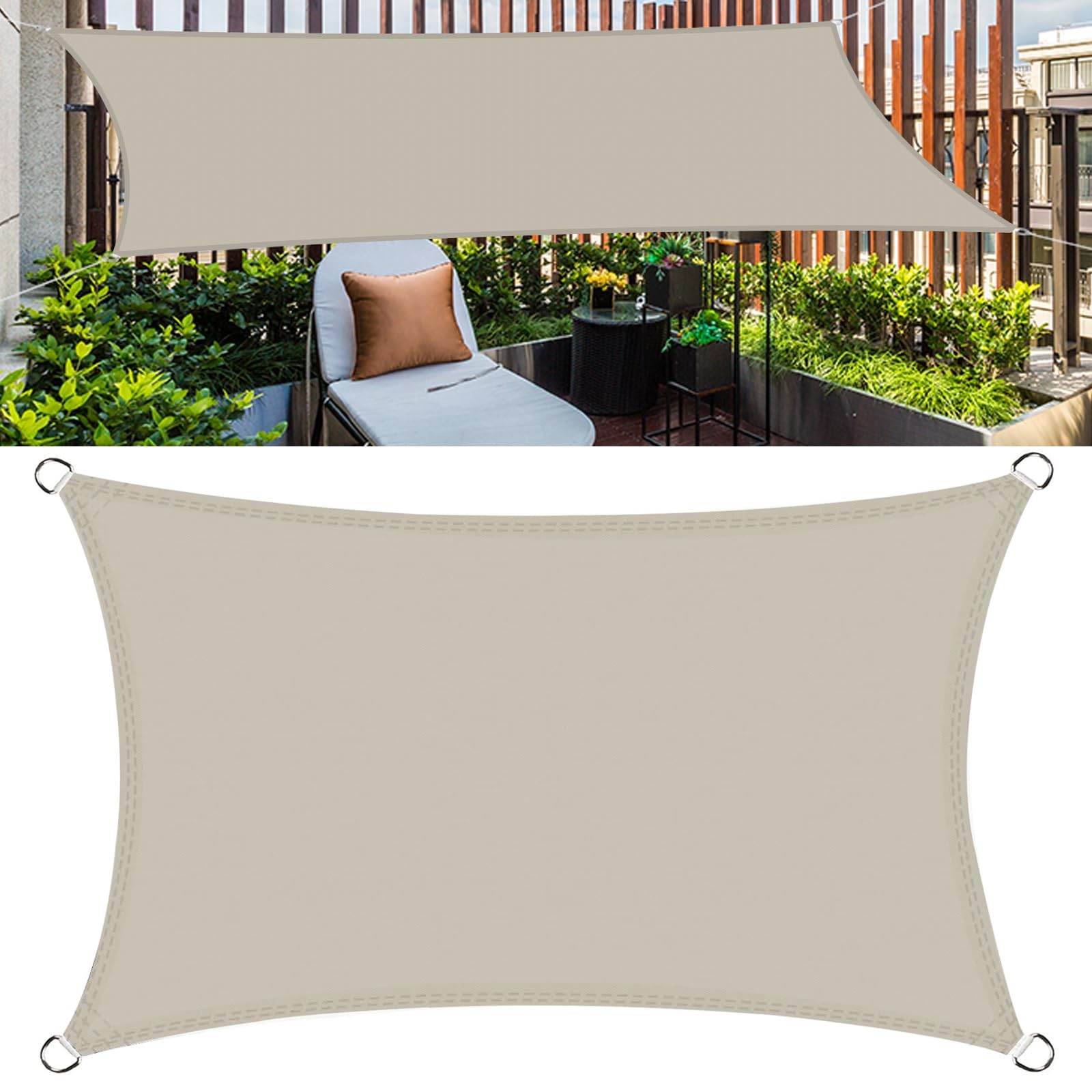 Voile d'ombrage rectangulaire kaki pour d'agréables repas sous la pergola