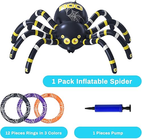 Miniatura 2 de Garma Juego inflable de lanzamiento de anillo de araña para niños, fiesta de Halloween y diversión al aire libre